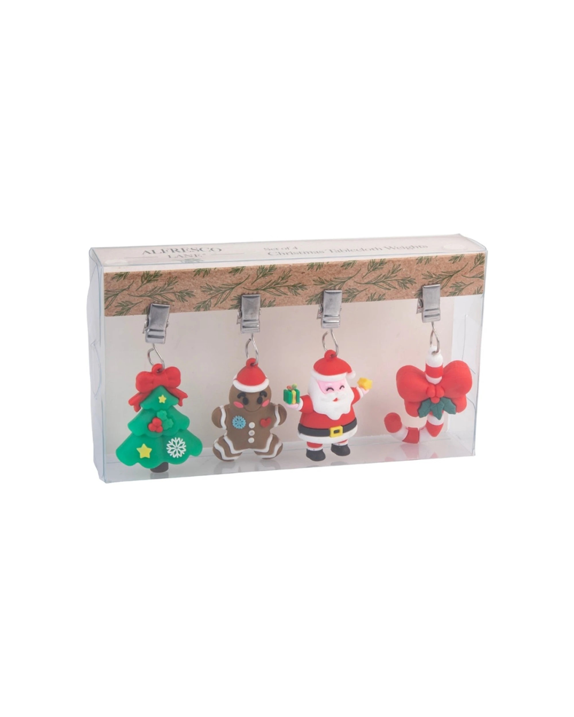 5 Alfresco Lane 4pc Tablecloth Weights Set Christmas Design Metal Clips - Multi, 5 of 5