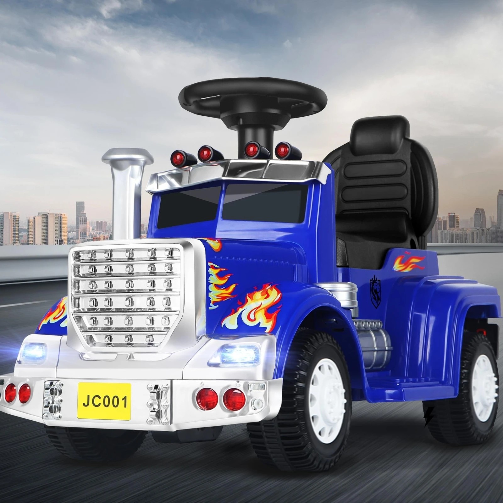 2 Alfordson Kids Ride On Car Electric Toy Truck 25W Motor w/ LED Lights - Blue, 2 of 9