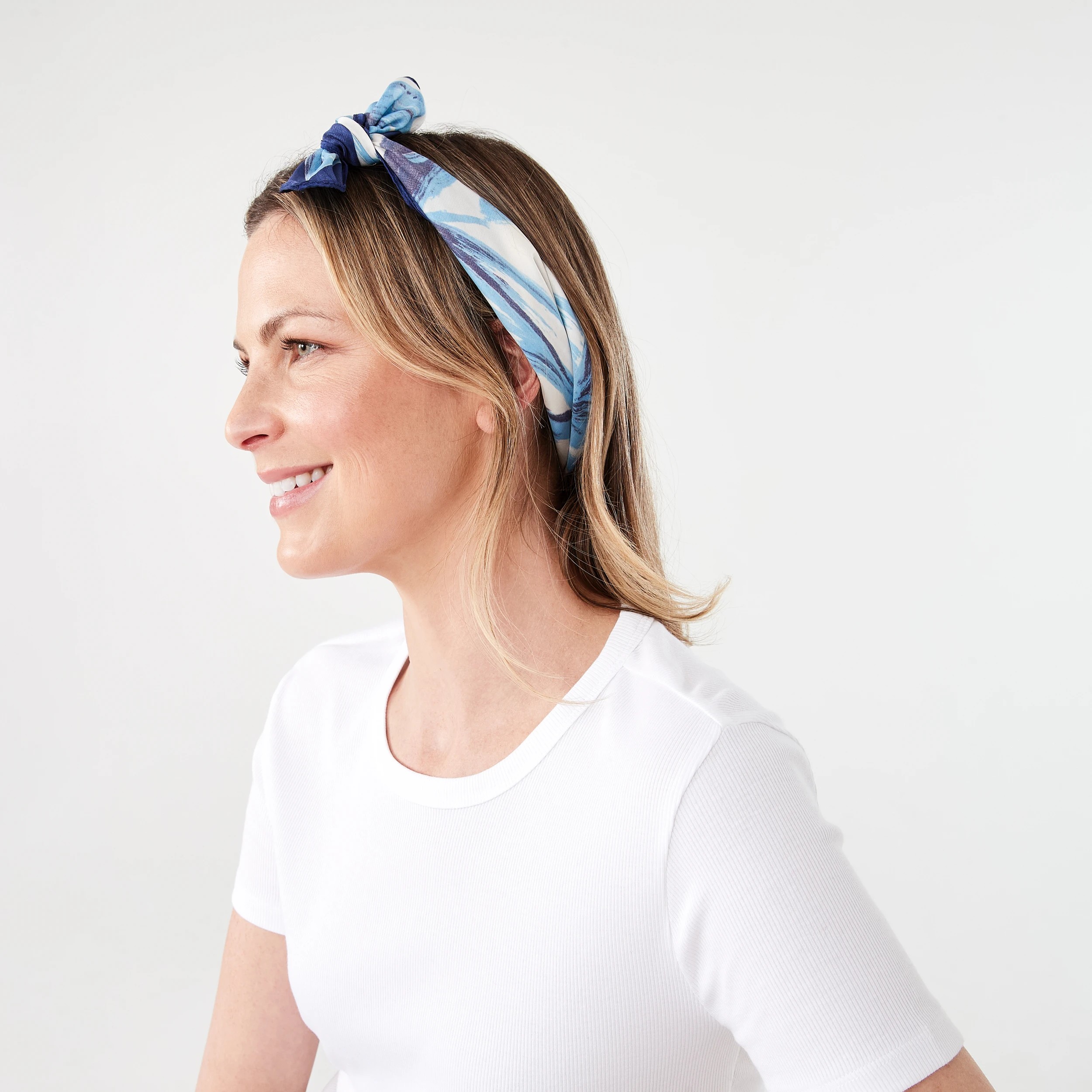 3 Floral Hair Scarf - Navy, 3 of 5