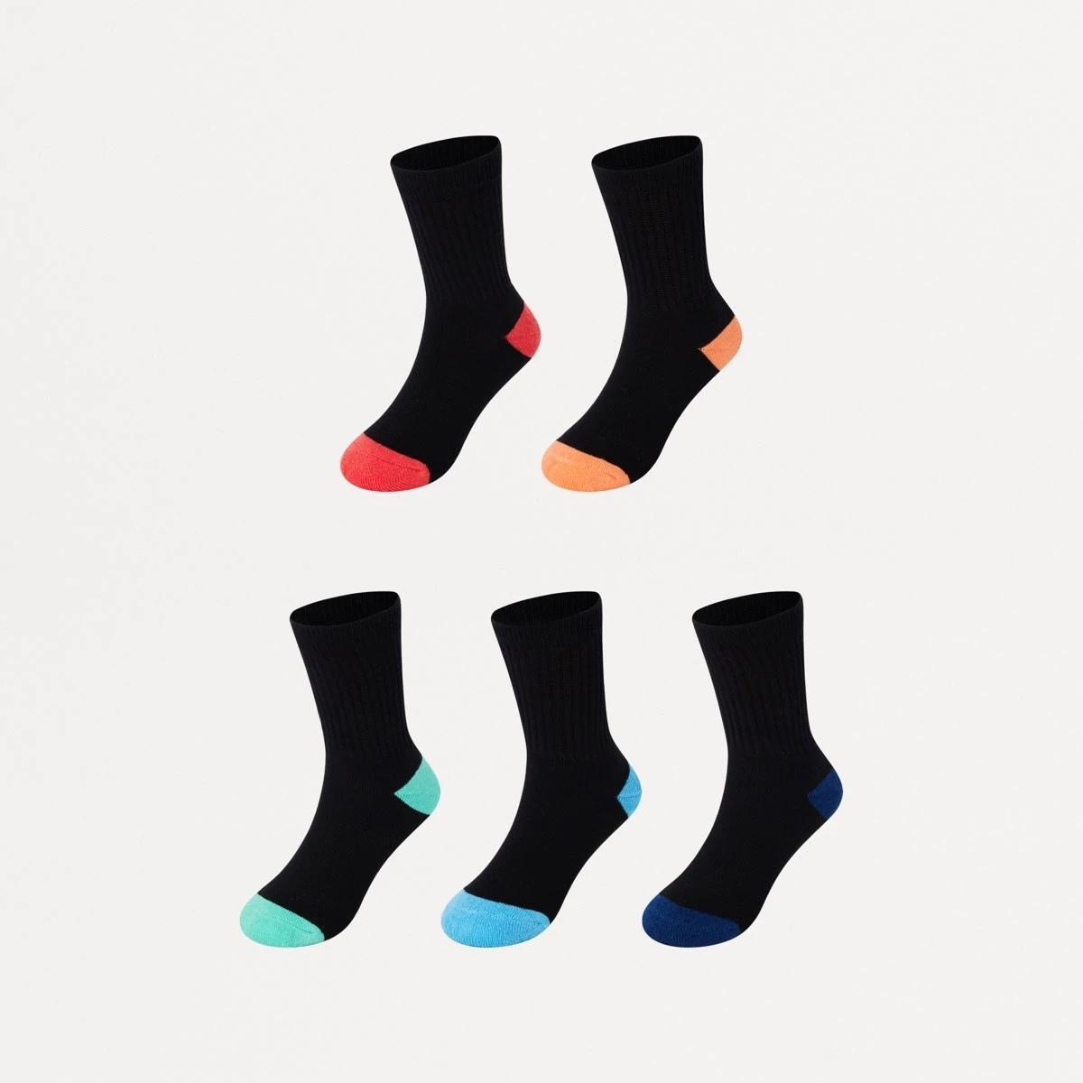 1 5 Pack Active Kids Crew Socks BLACK RAINBOW, 1 of 3