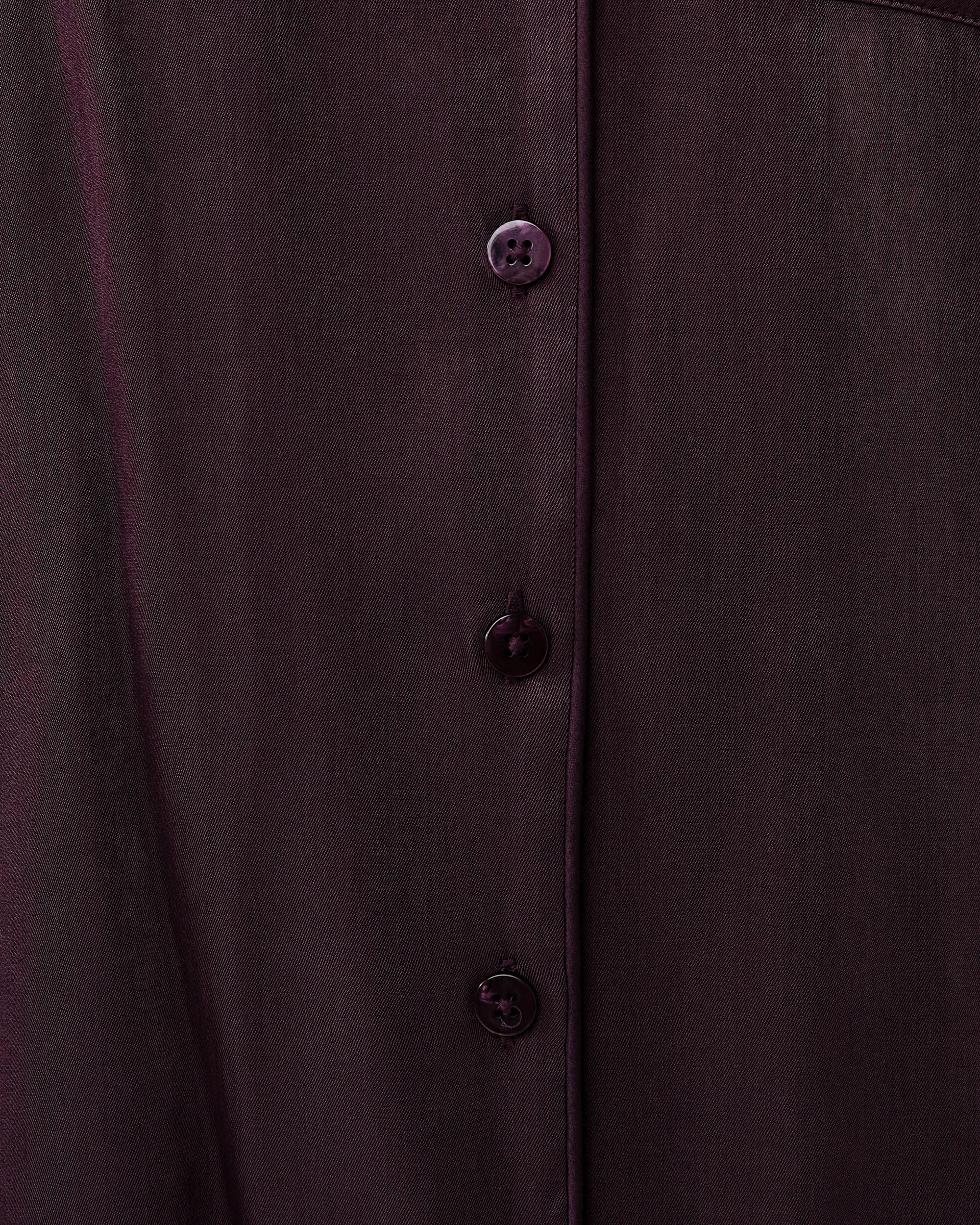 6 Lace Trim Matte Satin Pyjama Set Night Plum, 6 of 9