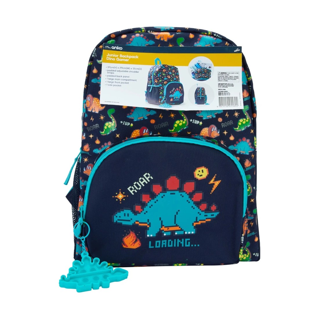 10 Junior Backpack - Dino Gamer, Navy, 10 of 10