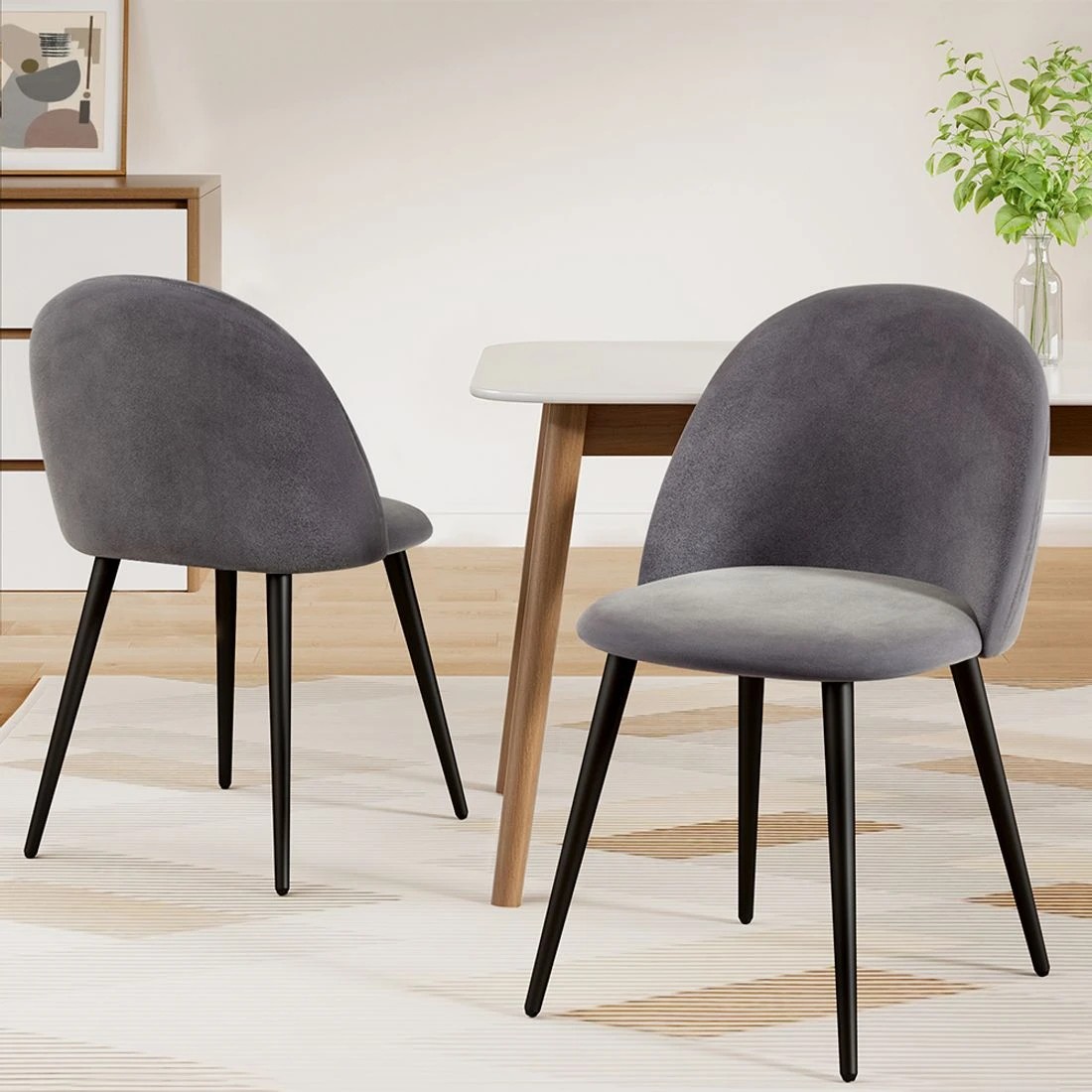 3 Artiss Dining Chairs Set of 2 Velvet Solid Curved
 - black, 3 of 8