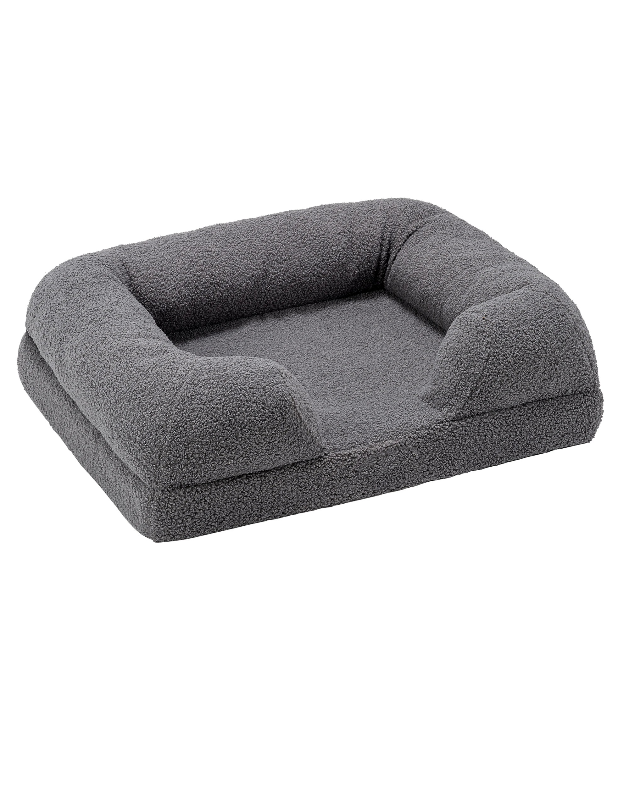 1 Petzly Memory Foam Dog Bed Plush Pet Sofa Calming Bed Washable Cover Grey 71cm, 1 of 9