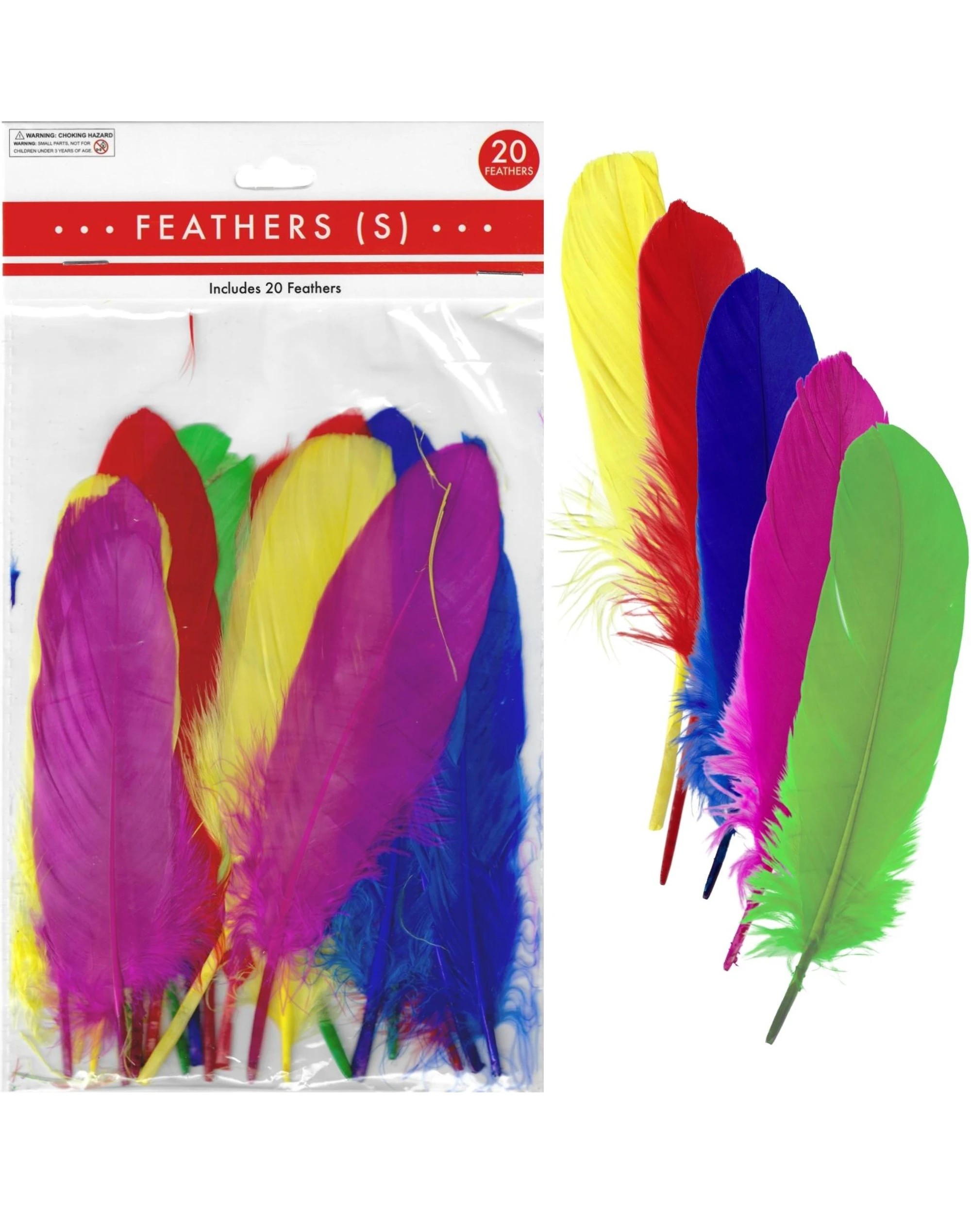 1 JD Party Assorted Coloured Feathers 17cm, 1 of 1