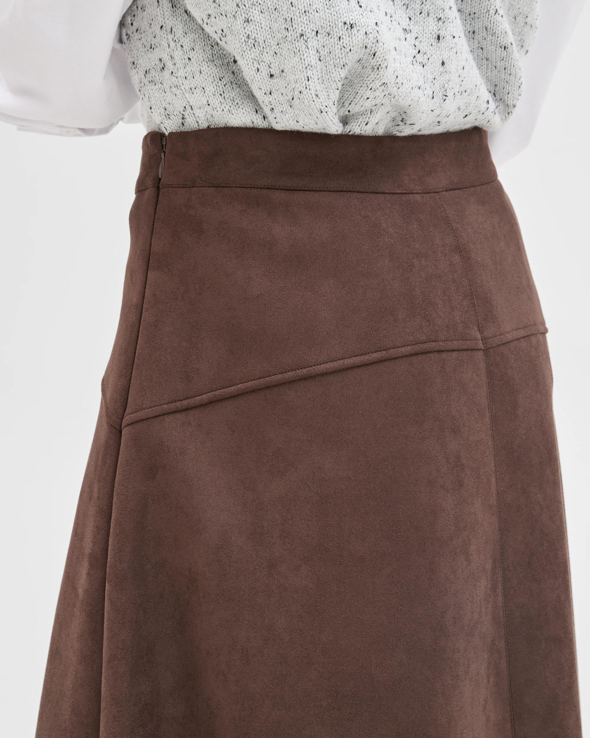 4 Target Woman Faux Suede Panelled Midi Skirt TAN, 4 of 6