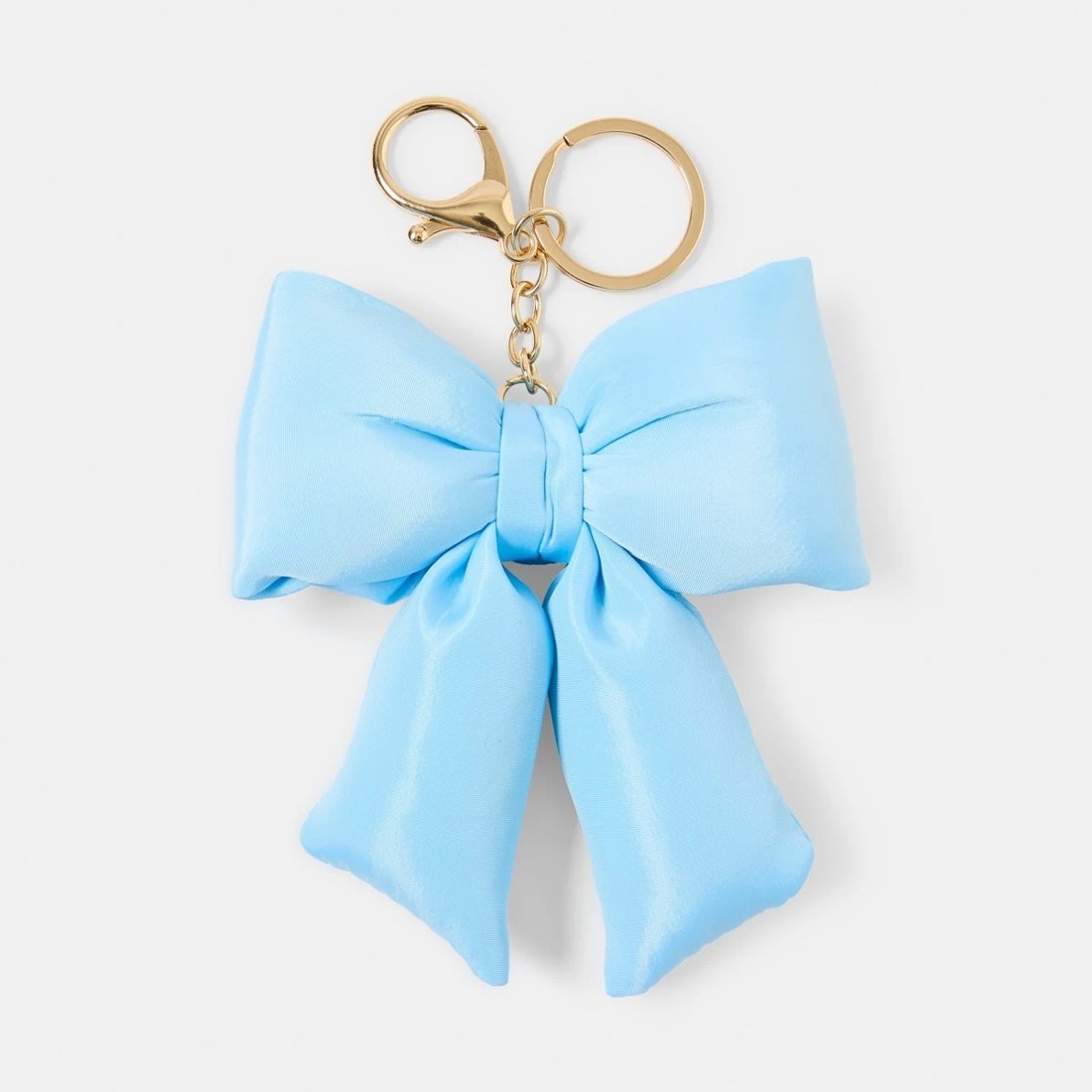 1 Puffy Bow Keyring - Gold Tone and Blue, 1 of 3