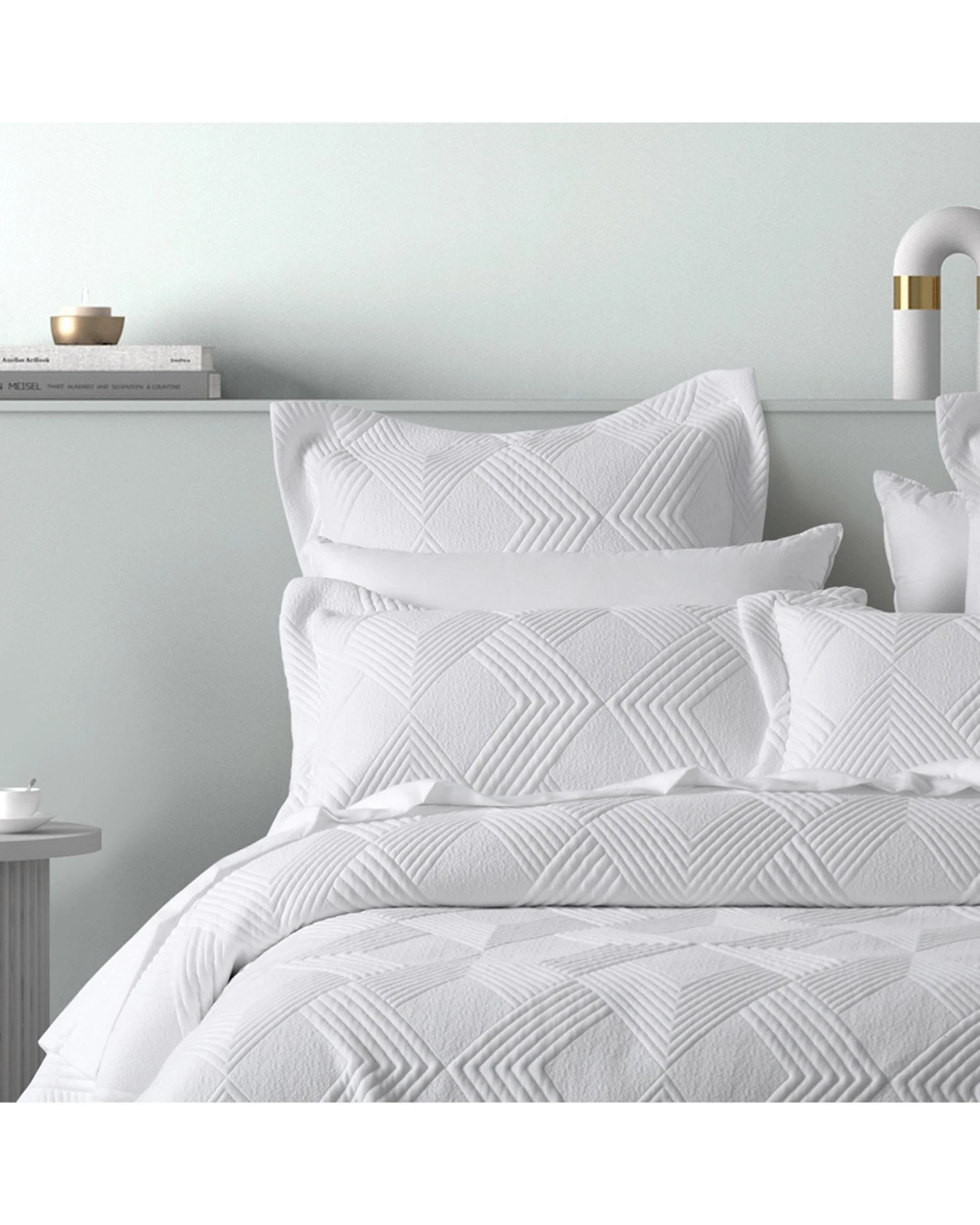 2 Bianca Bedding Cassiano White Jacquard Coverlet Set, Single - Includes 1 Coverlet & 2 Standard
 - Single Bed
 - white, 2 of 5