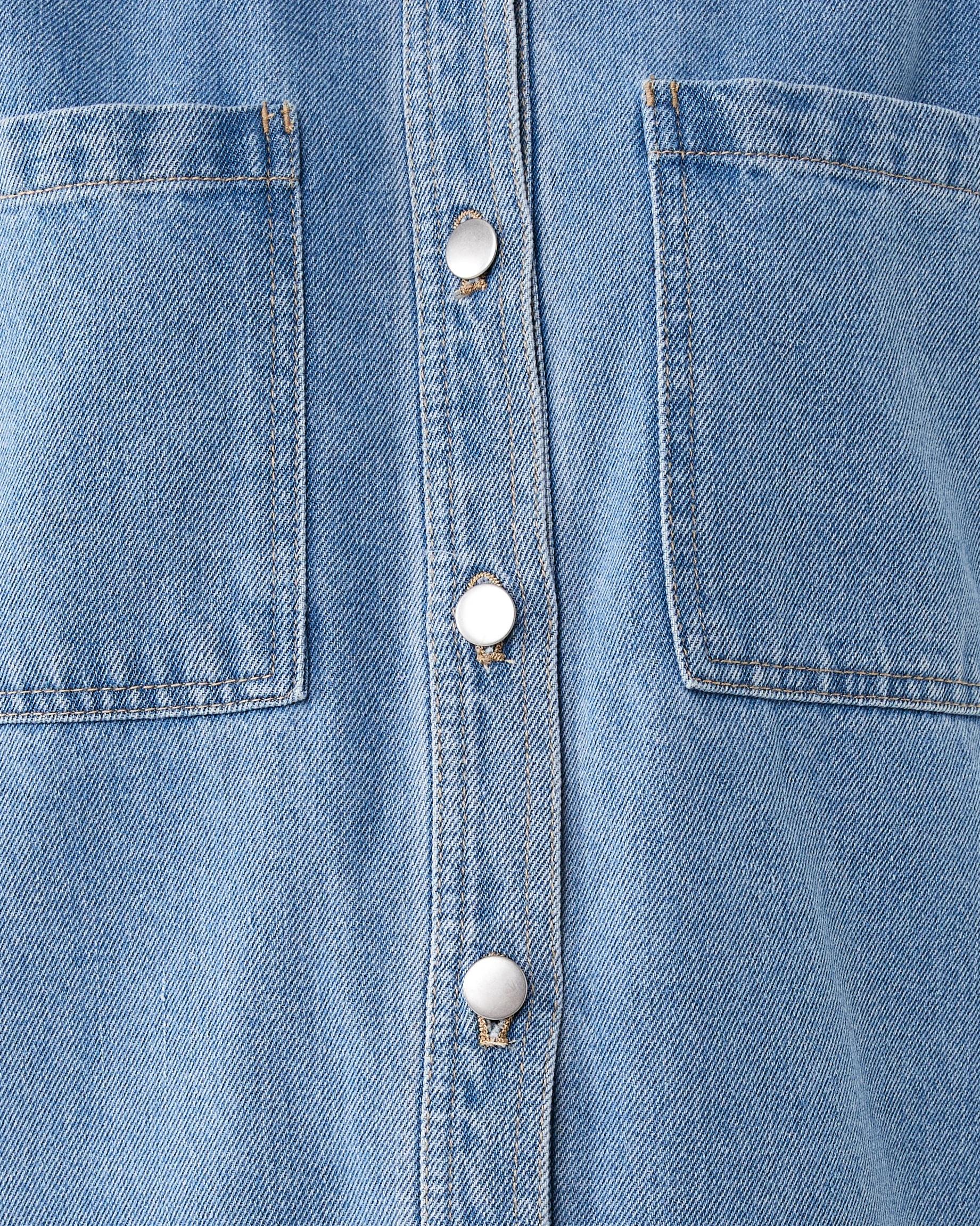 6 Short Sleeve Denim Shirt Light Wash, 6 of 7