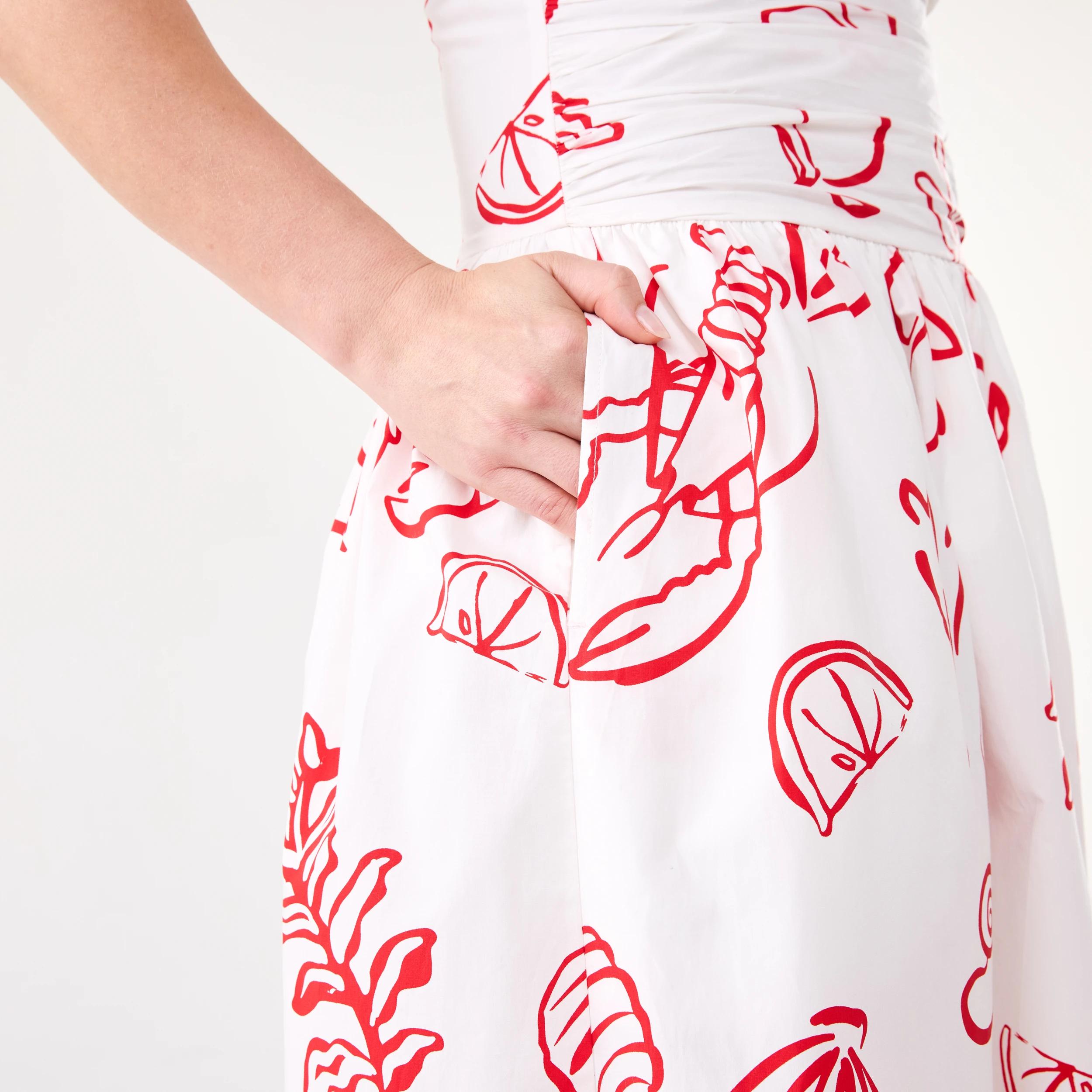 6 Strapless Ruched Midi Dress Red Vacay, 6 of 9