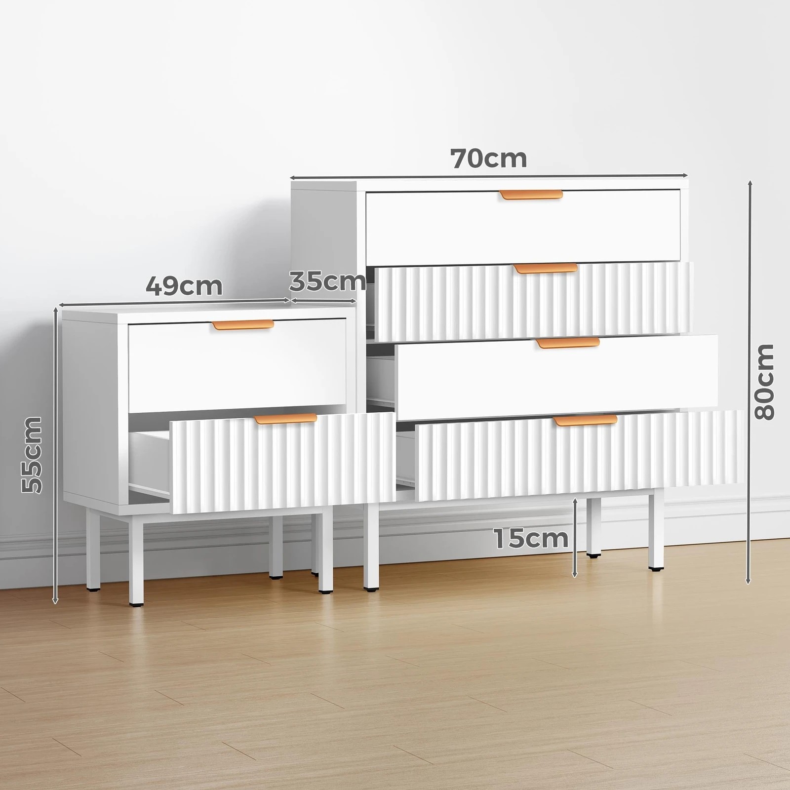 8 Alfordson 4 Chest of Drawers Bedside Table Storage Cabinet Set Dresser - White, 8 of 10