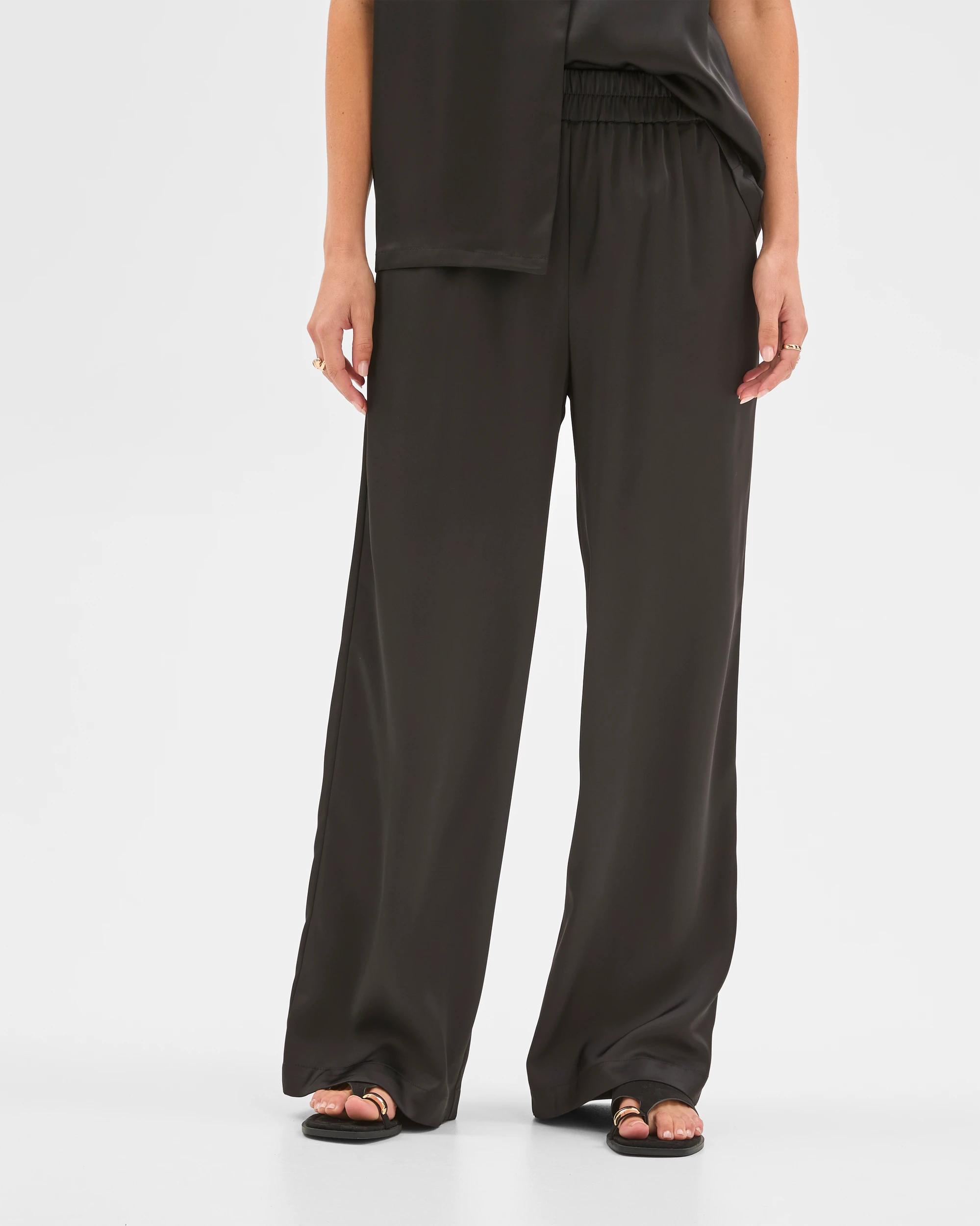 3 Preview Satin Pants BLACK, 3 of 6