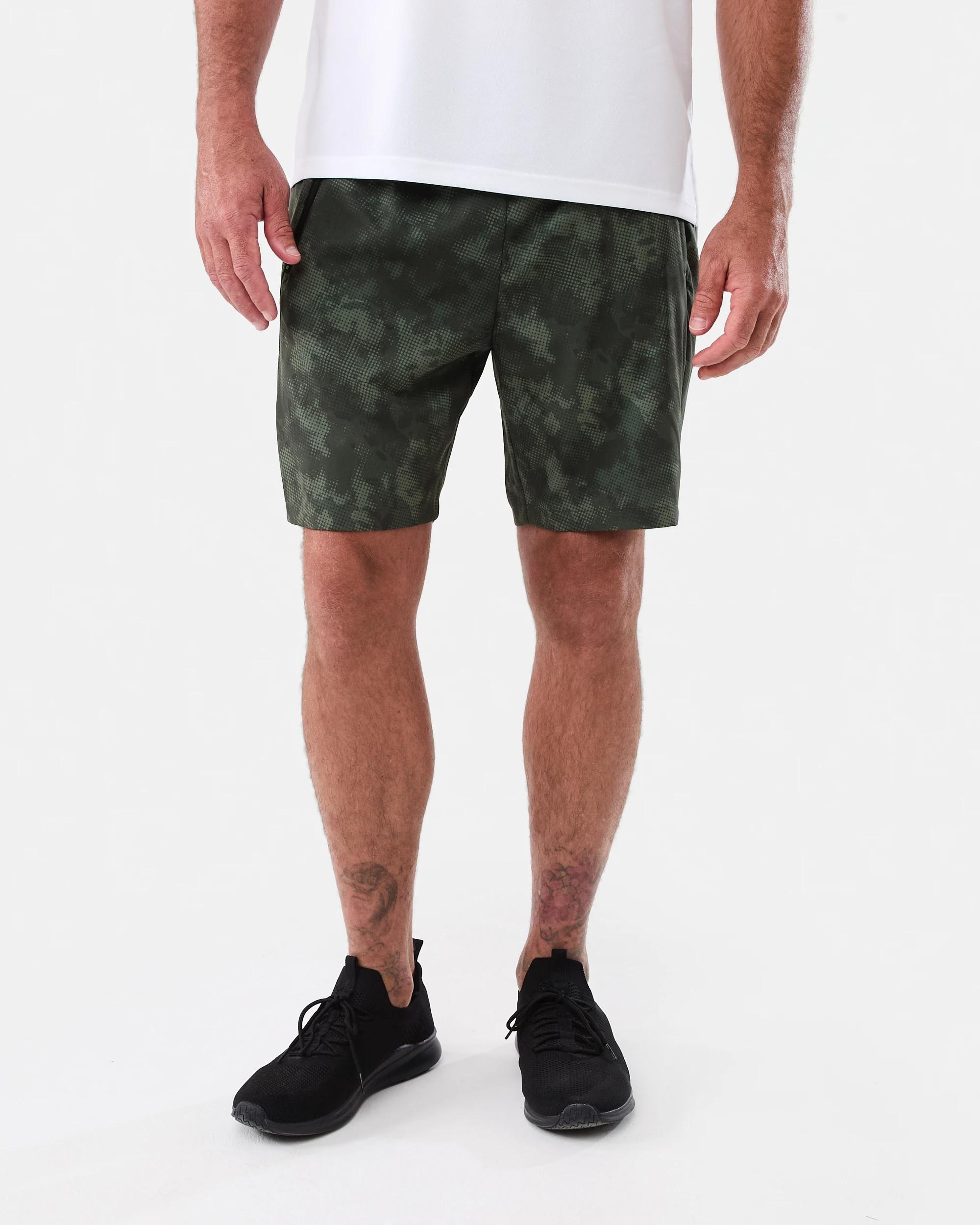 7 Active Mens Movement Print Shorts Dcamo Grn, 7 of 7