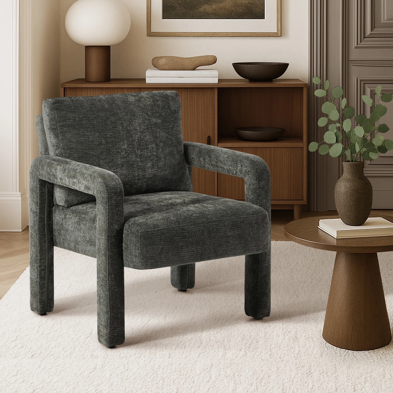 3 Oikiture Armchair Velvet Accent Chairs 1 Seater Lounge Sofa Chair - Grey, 3 of 10