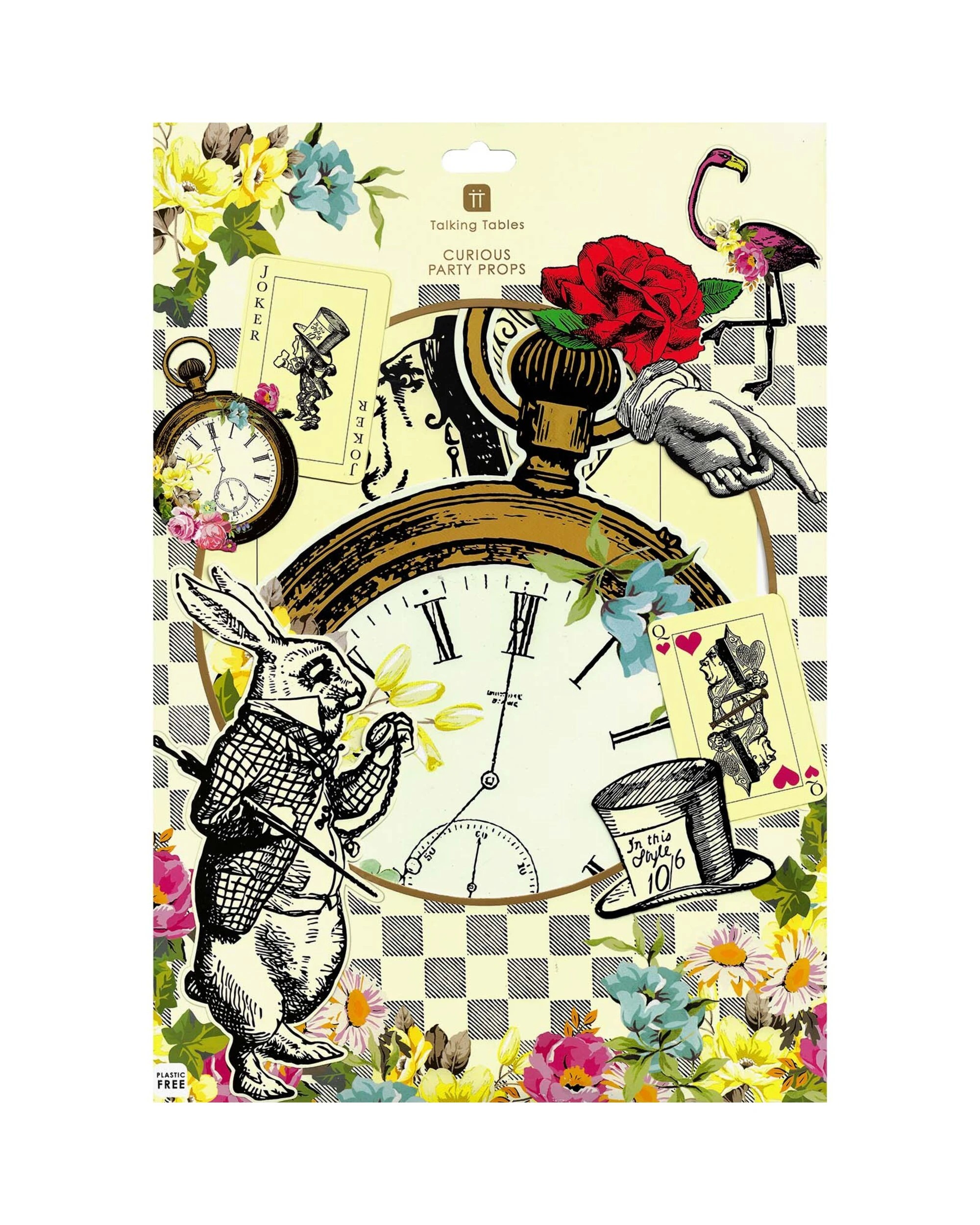 3 Talking Tables Talking Tables Mad Hatter Alice In Wonderland Cutout Wall Decorations Pack of 8, 3 of 4