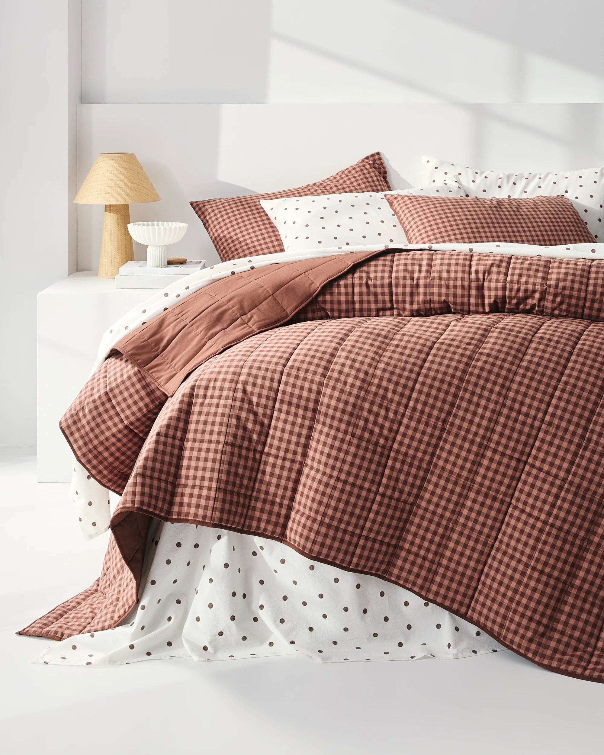 2 Target Hudson Gingham Cotton Coverlet Set - Super King Bed - Brown, 2 of 10