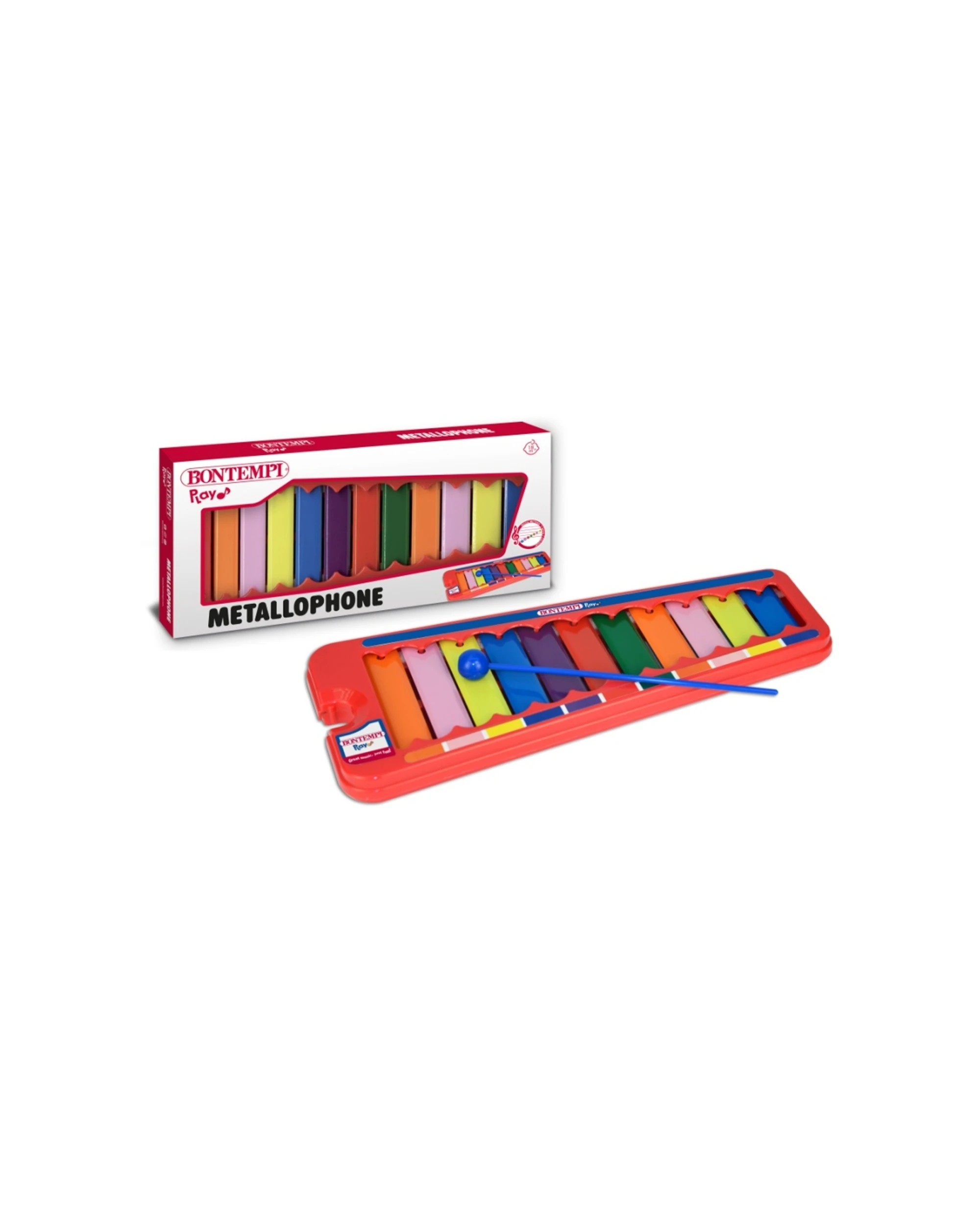 2 Bontempi Xylophone 11 Coloured Metal Notes With Stick Kids Toy - Multi, 2 of 3