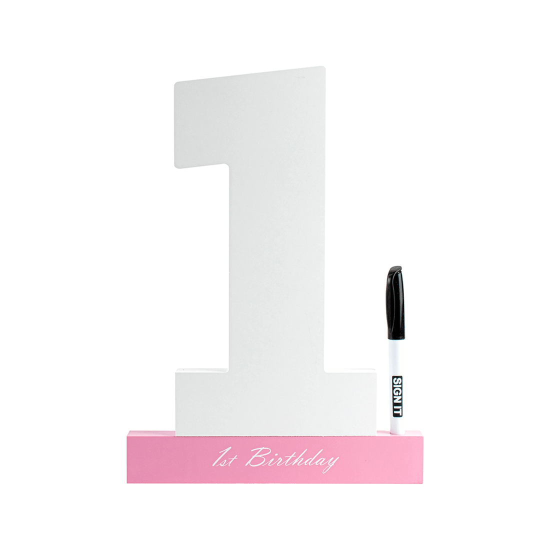 1 1st Birthday Pink Signature Block Novelty Celebration Message Gift Set Keepsake
 - Pink, 1 of 3