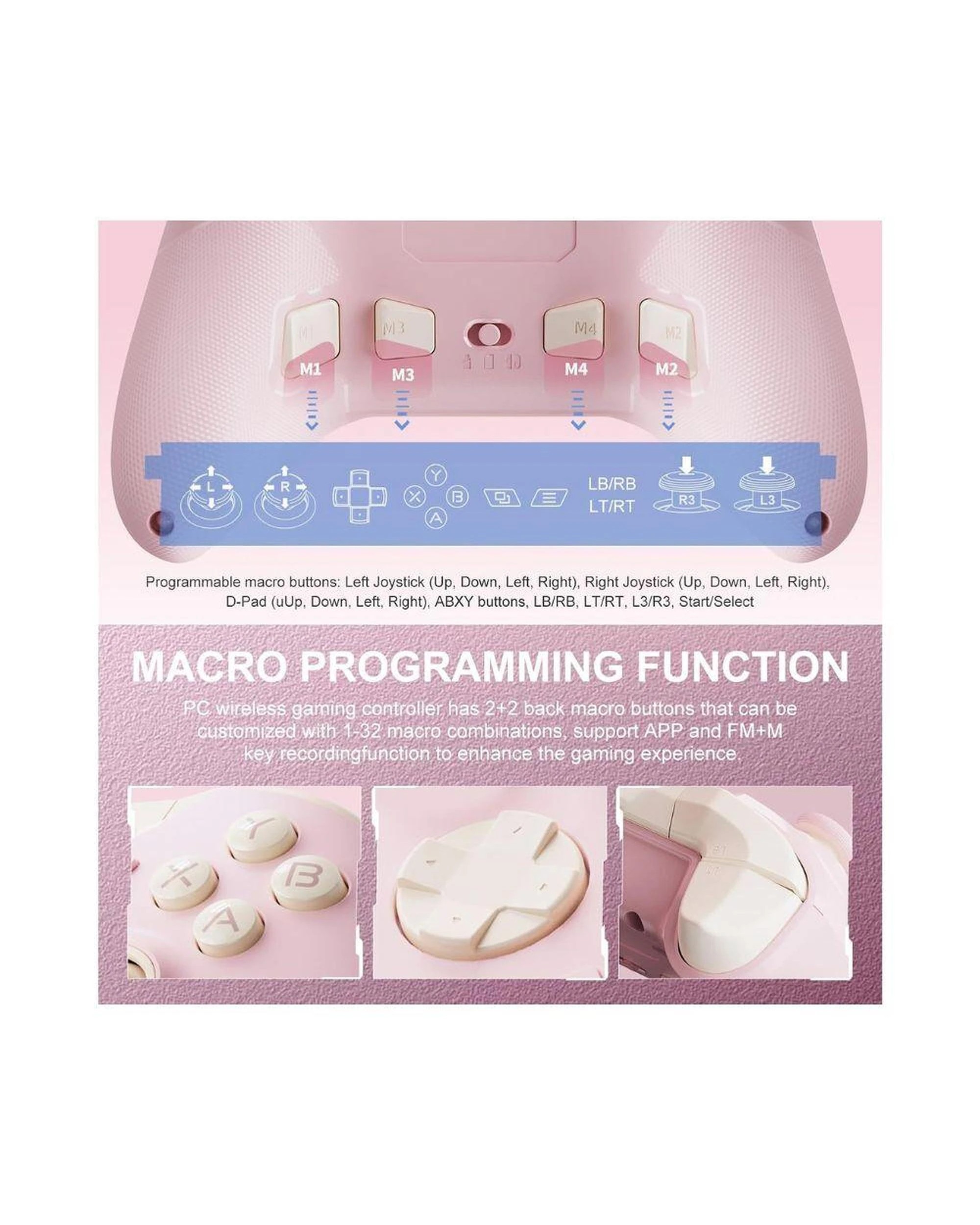 4 PXN P5 Wireless Gaming Controller 1000Hz Hall for PC Switch iOS Android Pink, 4 of 8