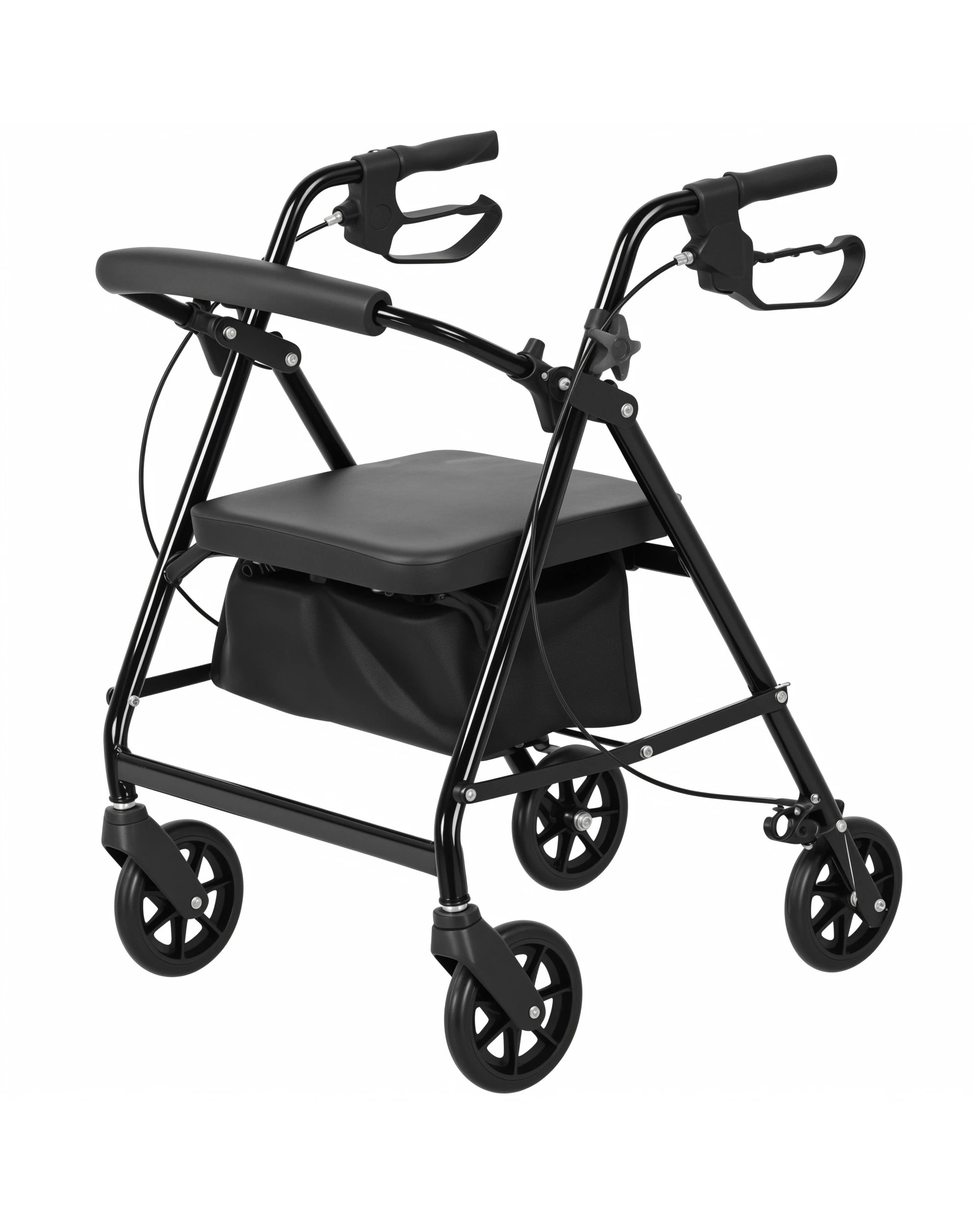 1 Advwin Lightweight Rollator Walker 4-Wheel Folding Mobility Aid -Black, 1 of 8
