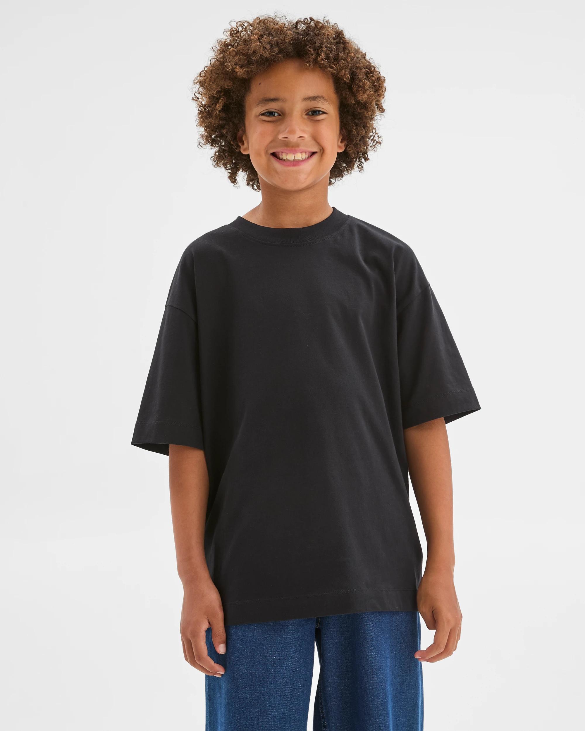 2 Target Kids Australian Cotton Oversized Plain T-Shirt BLACK, 2 of 5