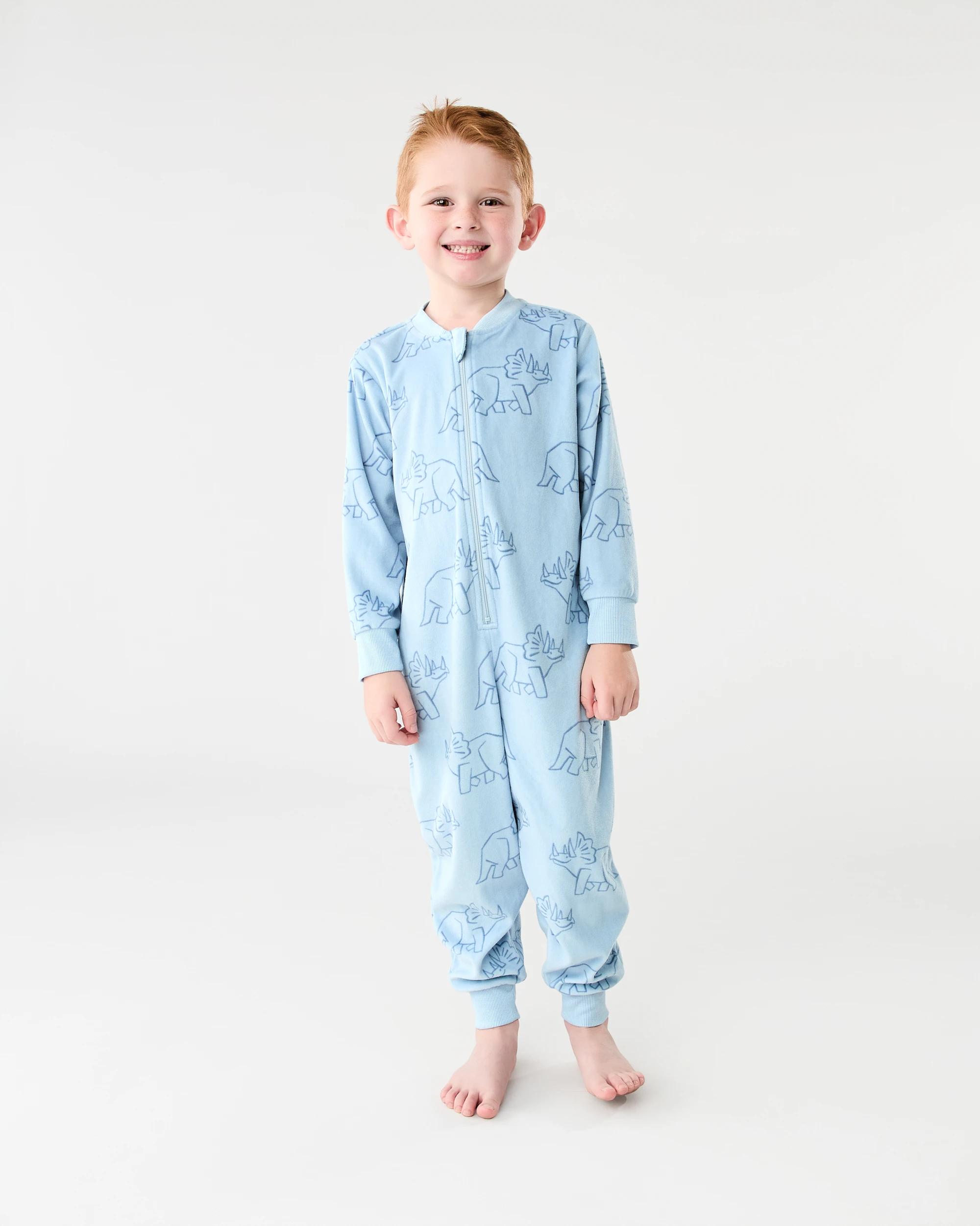 1 Fleece All-in-One Sleepsuit Blu Dino, 1 of 9