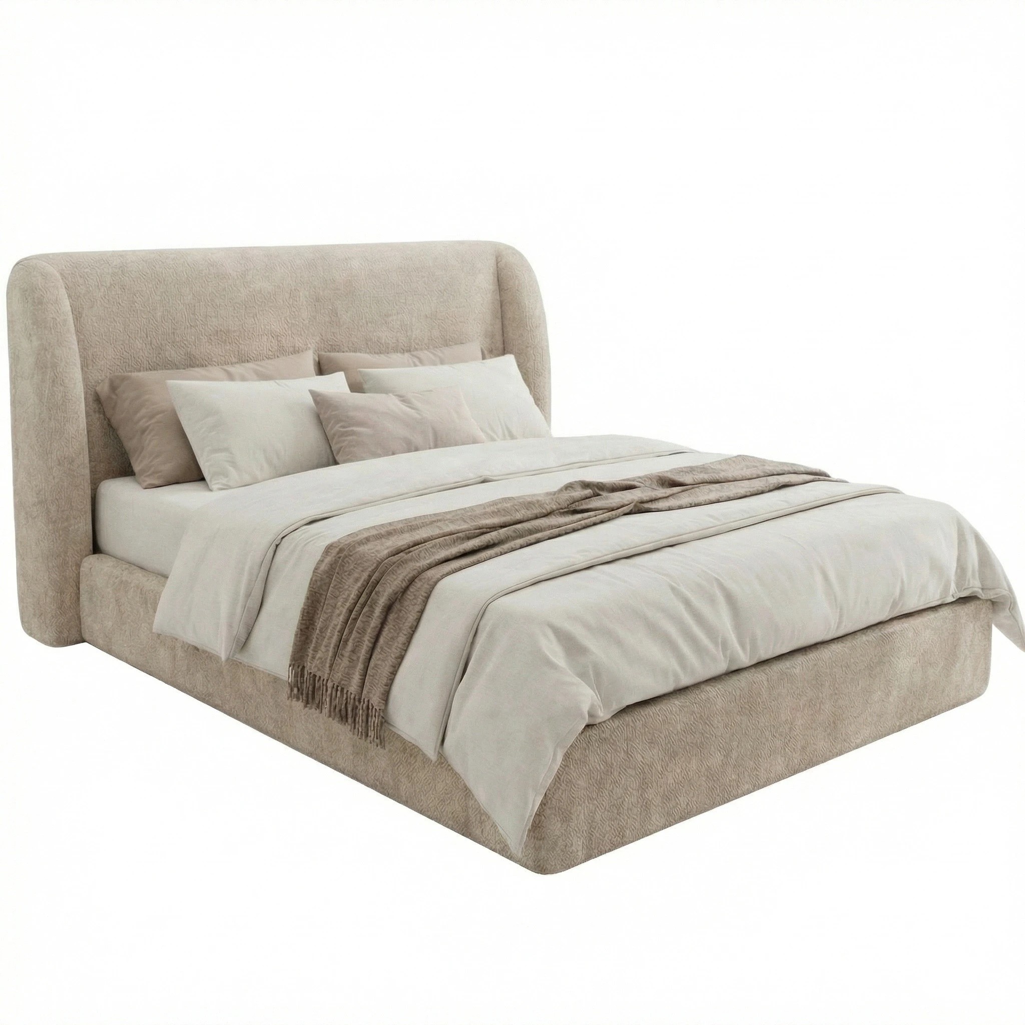 3 Milano Urbana Luxe Tool Free Jacquard Bed Frame - Brown, 3 of 4