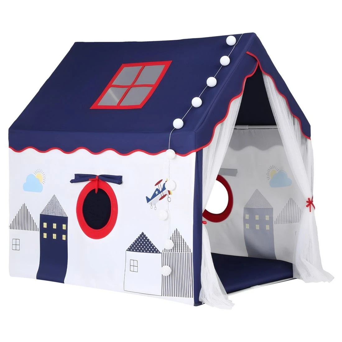 3 Keezi Kids Play Tent Playhouse Castle with Floor Mat String Ball Light 134X103CM - Multi, 3 of 6