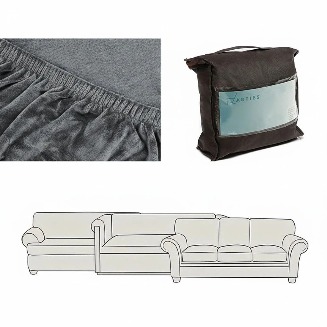 5 Artiss Sofa Cover Couch Covers 3 Seater - Grey, 5 of 6