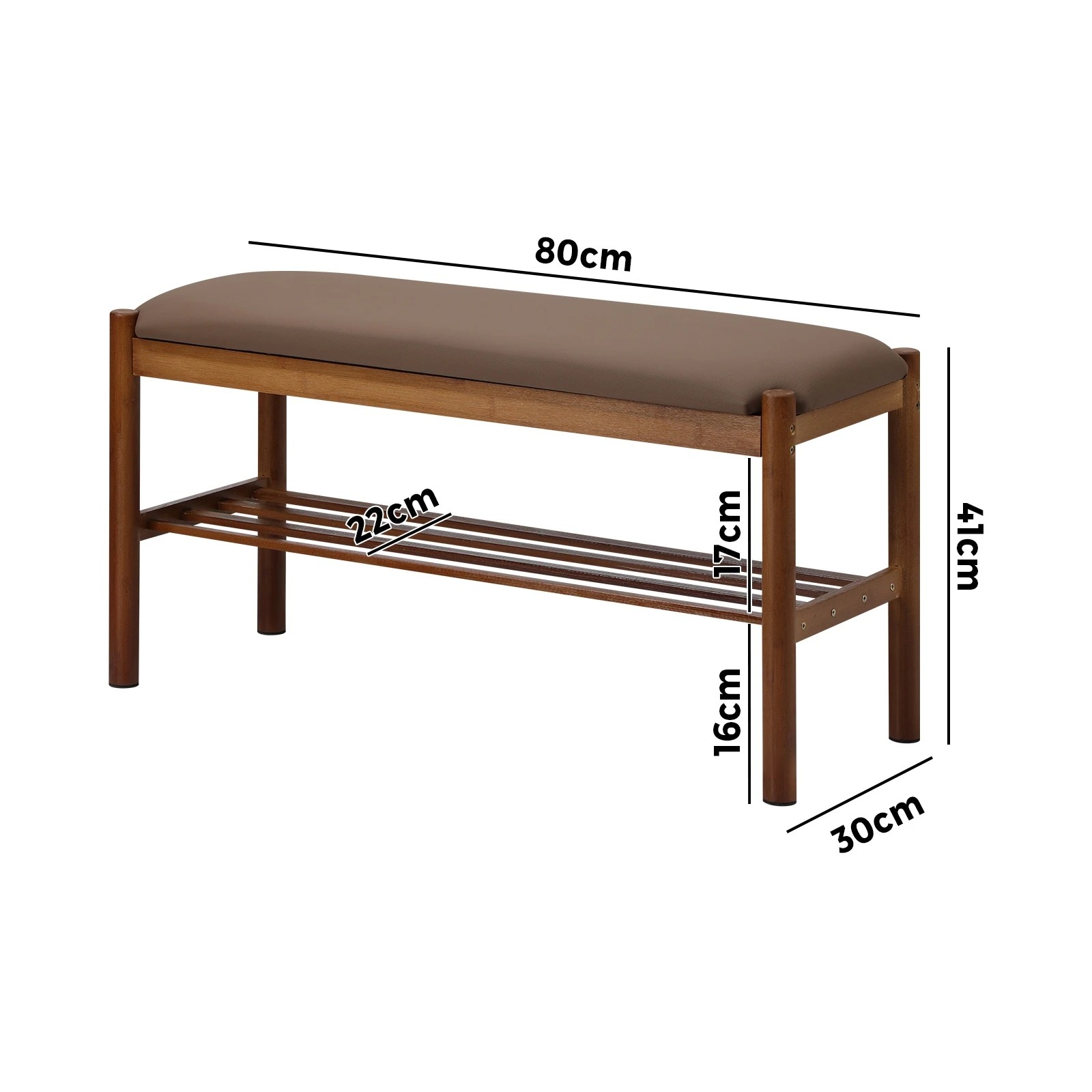 2 Oikiture Shoe Bench Bamboo Shoes Rack Cabinet Shelf Stool 80cm - Brown, 2 of 7