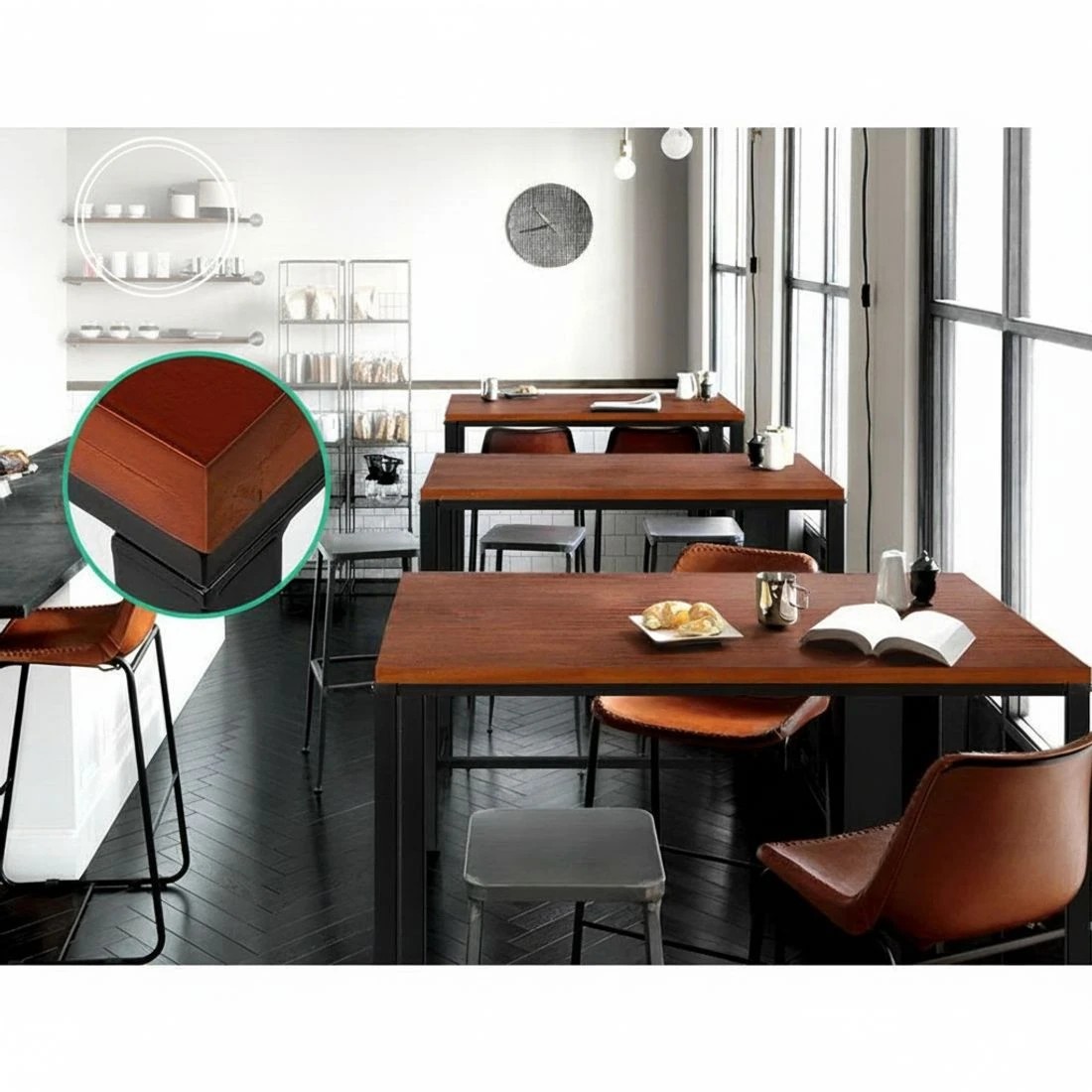 6 Artiss Alex Bar Table 100CM Rectangular - Brown, 6 of 8