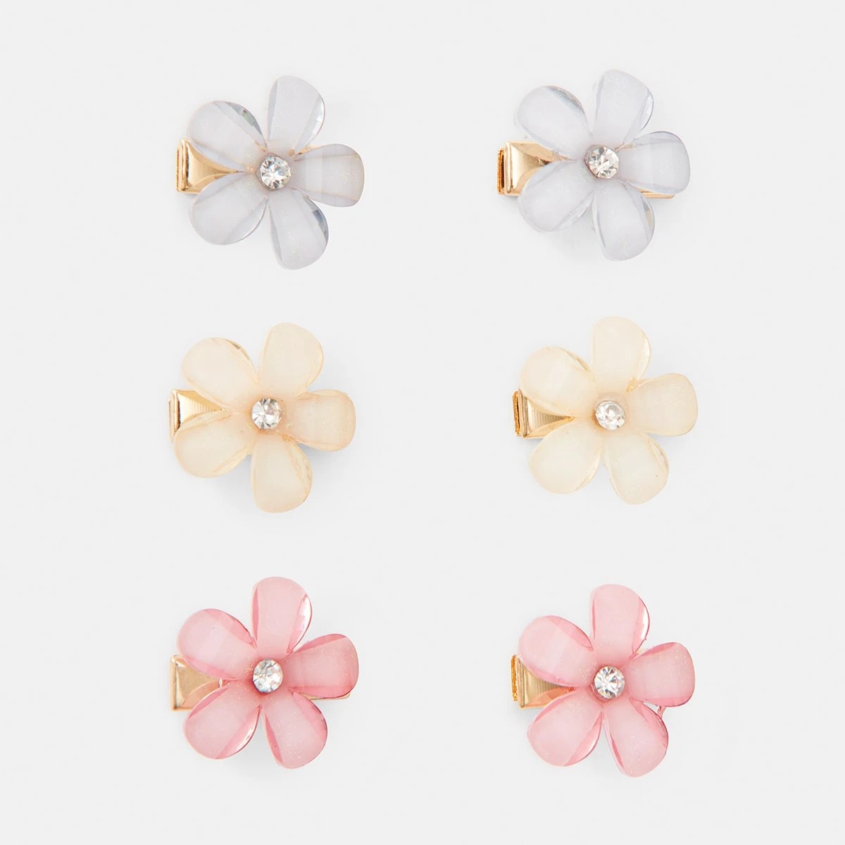 1 6 Pack Diamante Flower Hair Clip, 1 of 4