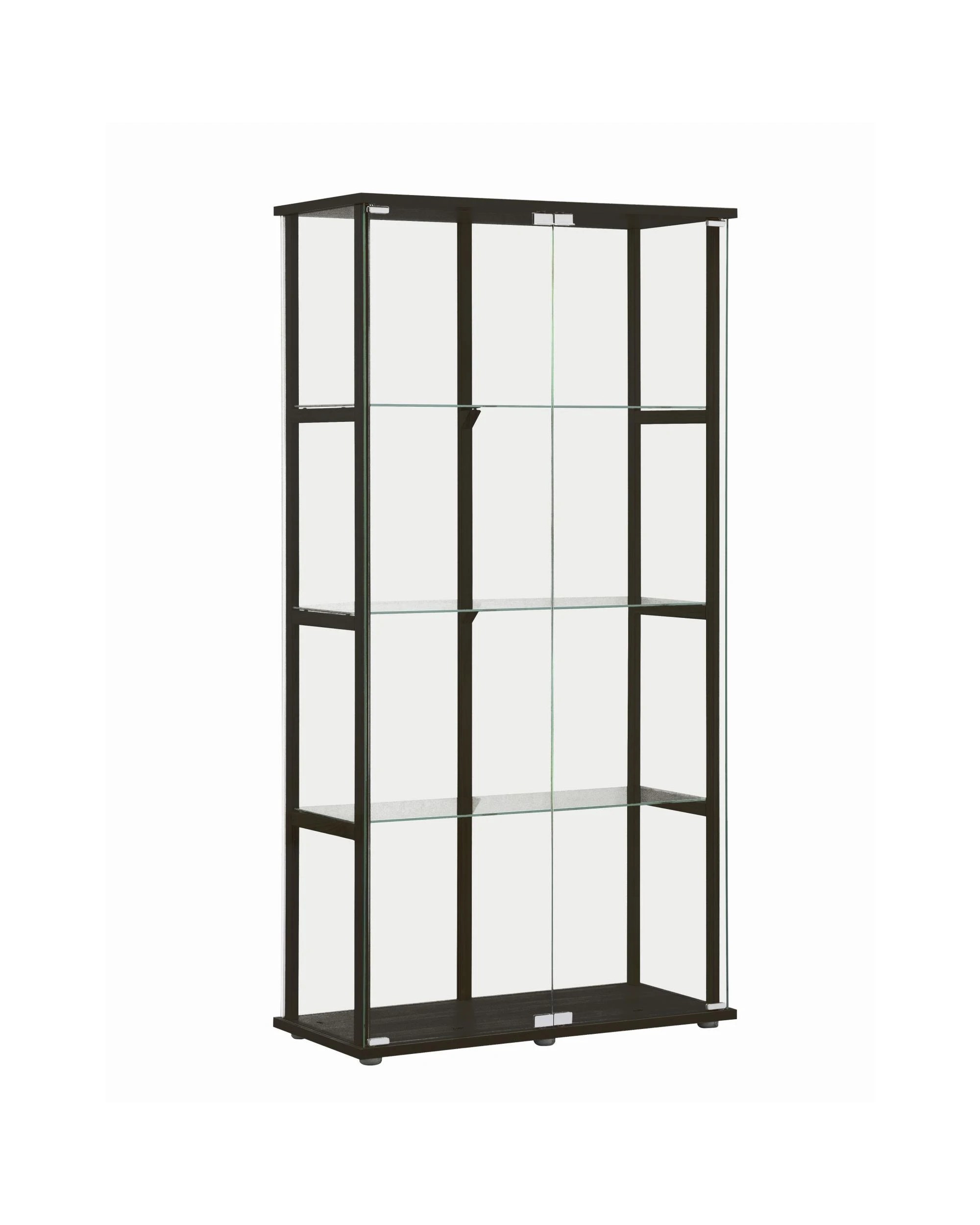 1 Kodu Glass Display 4 Tier Cabinet Trophy Display Storage Shelf 2 Door - Black, 1 of 9