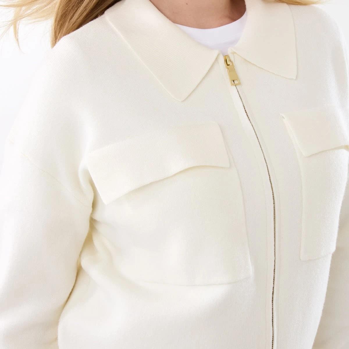 7 Compact Knit Shacket Ecru, 7 of 10