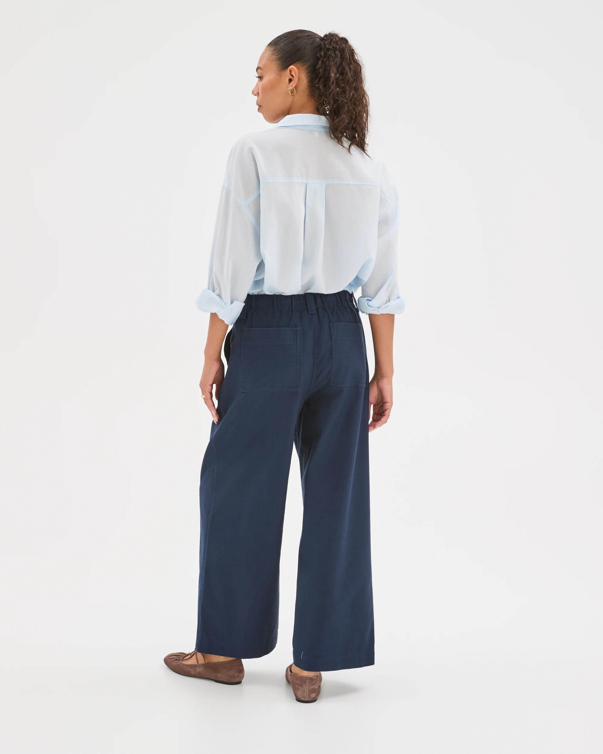 6 Target Woman Australian Cotton Wide Leg Textured Pants INK NAVY, 6 of 6