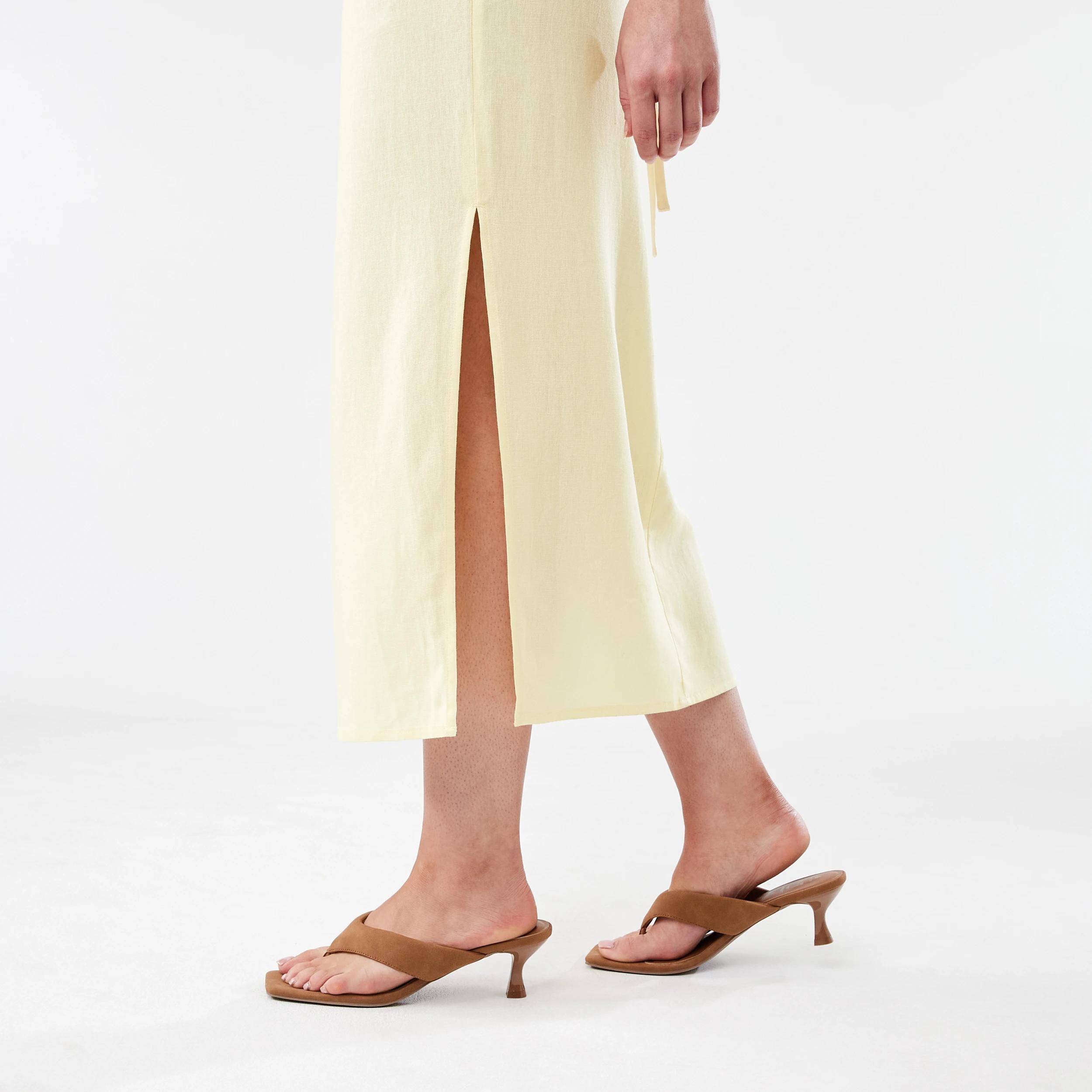 9 Linen Blend Cut Out Maxi Dress Fln Yellow, 9 of 9