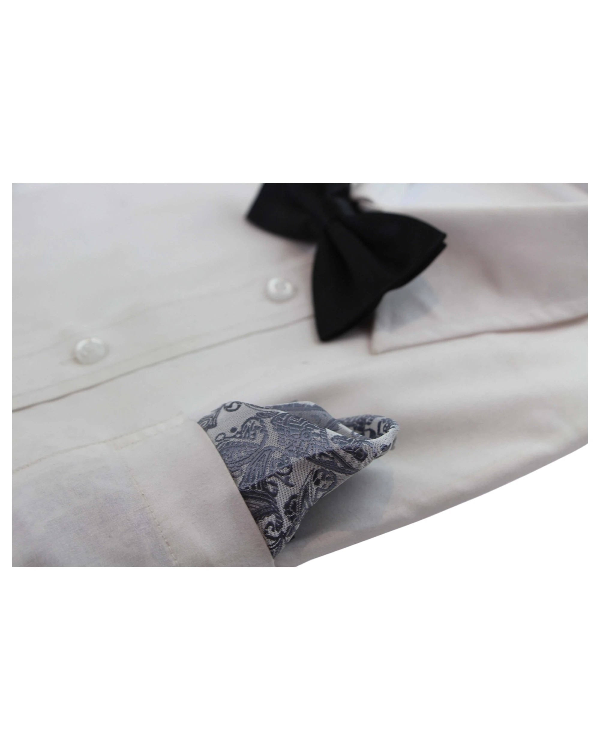 3 Zasel Mens Silver & Dark Silver Paisley Silk Pocket Square - Multi, 3 of 3