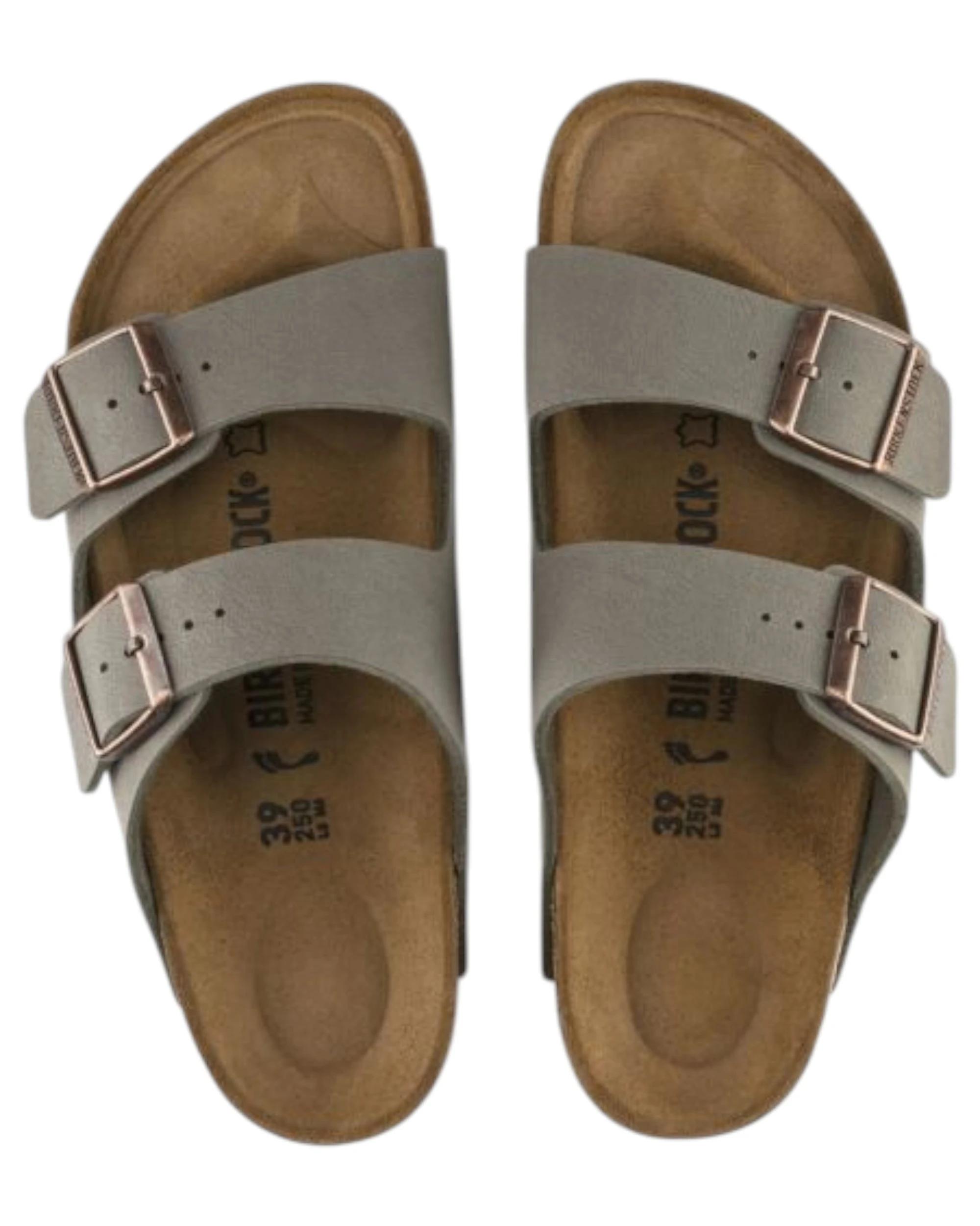 6 Birkenstock Womens Arizona Birko Flor Birkibuc Slip On Sandals STONE, 6 of 6
