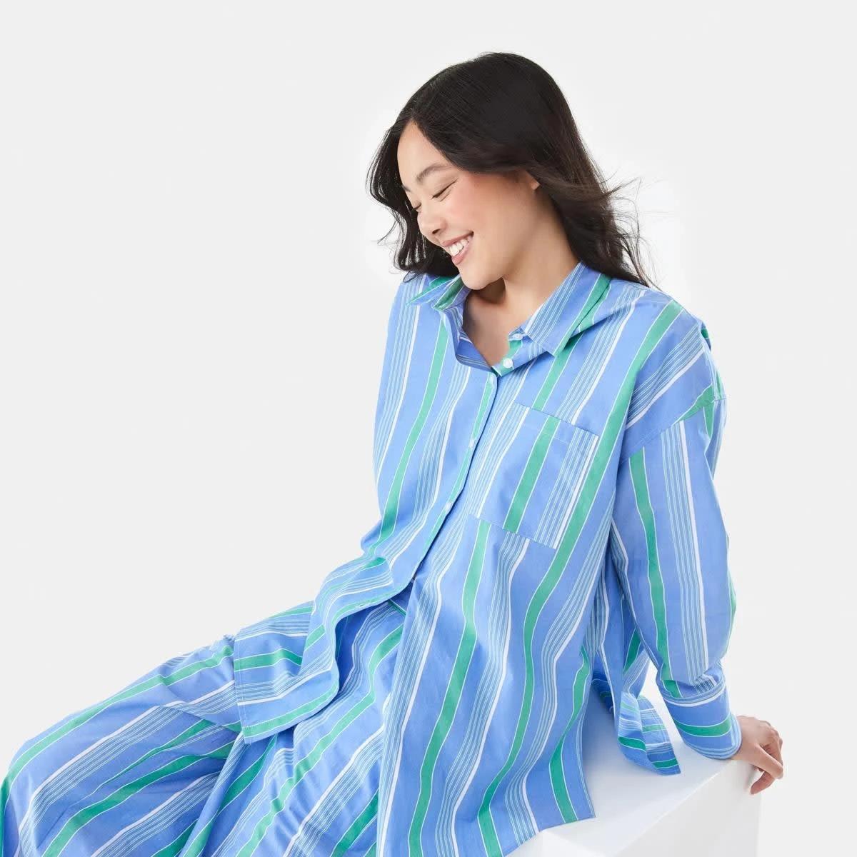 8 Long Sleeve Resort Shirt POP STRIPE BLUE MARINE, 8 of 9