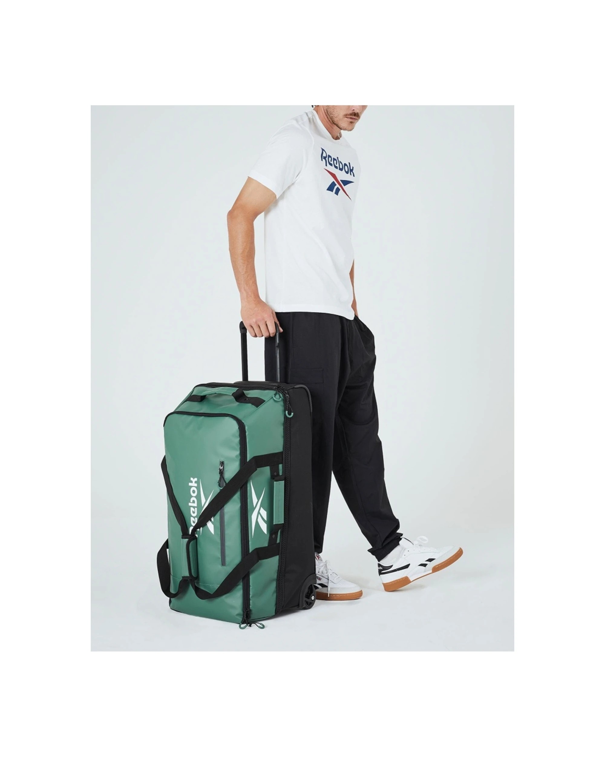 2 Reebok All Star Large 88L Leather Film Soft Shell Trolley Suitcase Luggage - Black, 2 of 7
