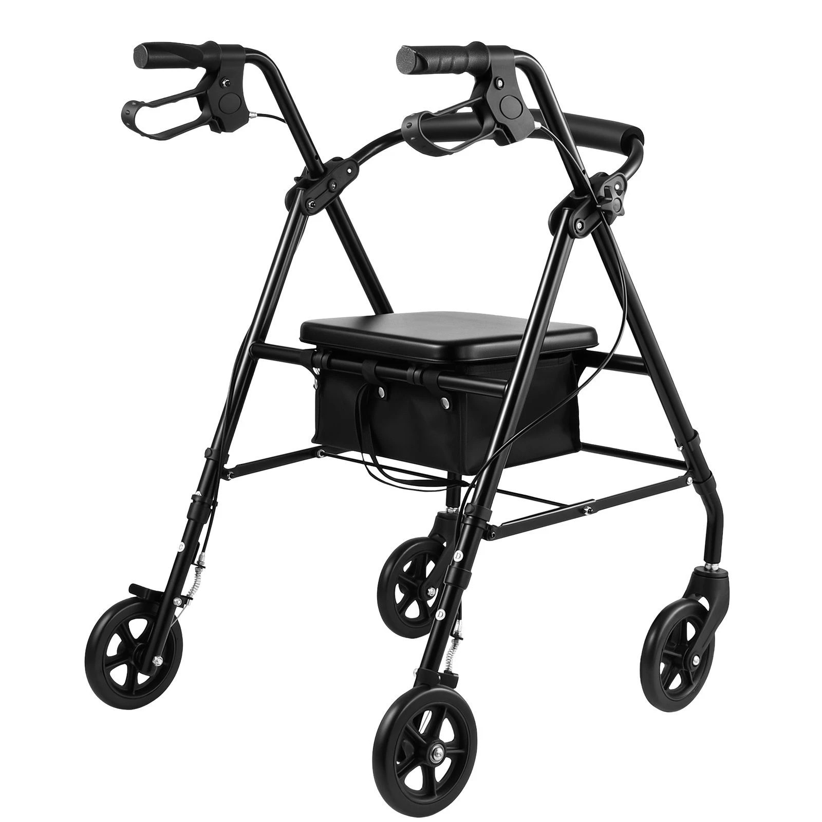 3 Ausway 4 Wheel Foldable Rollator Walker with Adjustable Handles & Seat for Seniors, 120kg Weight Capacity, 3 of 6