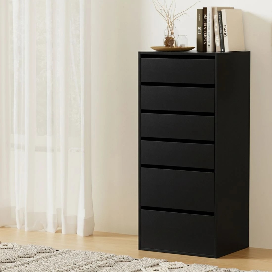 6 Artiss 6 Chest of Drawers Dresser Tallboy - Black, 6 of 8