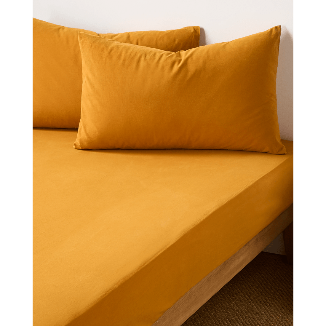 2 Arlo Cotton Stonewash Fitted Sheet - Yellow, 2 of 2