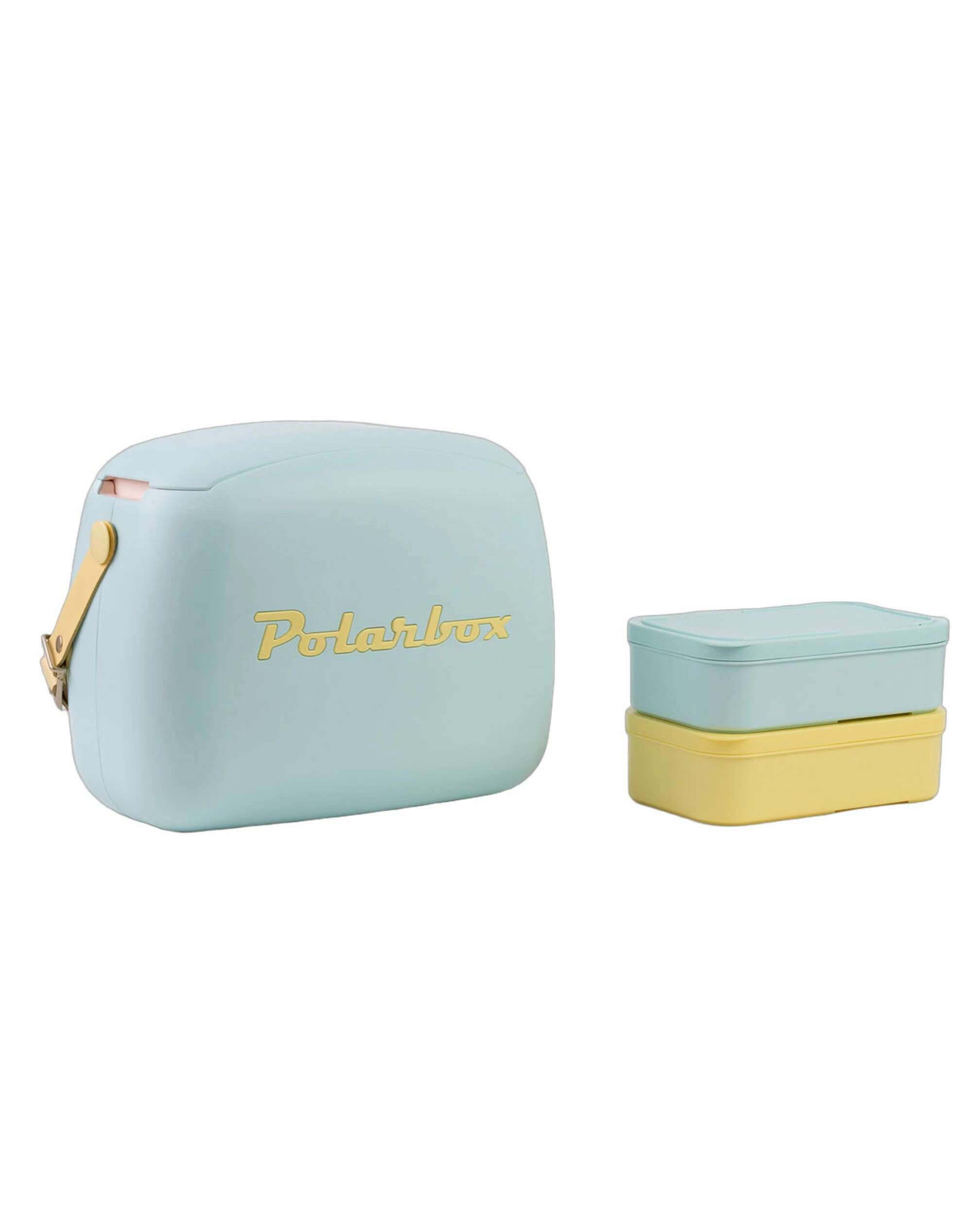 1 Polarbox Pop 6L Cooler Bag with 2 Lunch Box Containers Sky/Yellow, 1 of 4