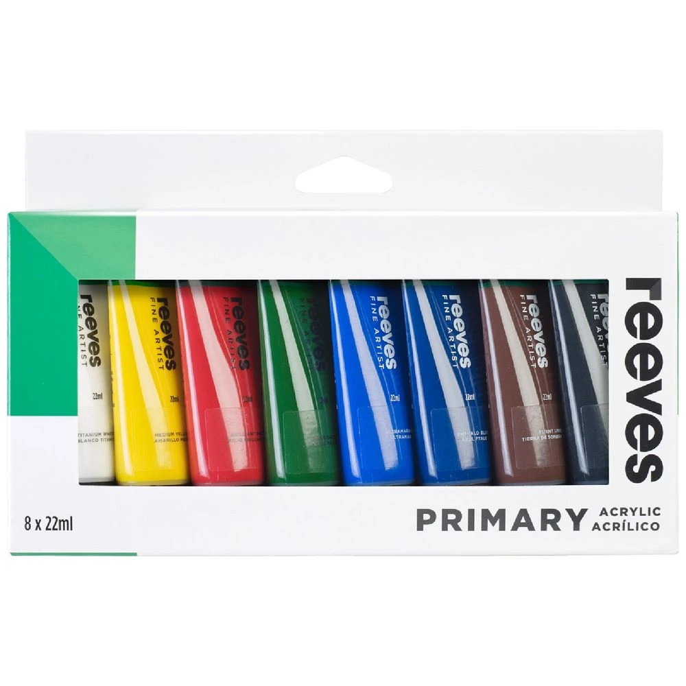 1 Reeves Acrylic Paint 22mL 8 Pack Primary Colours, 1 of 1