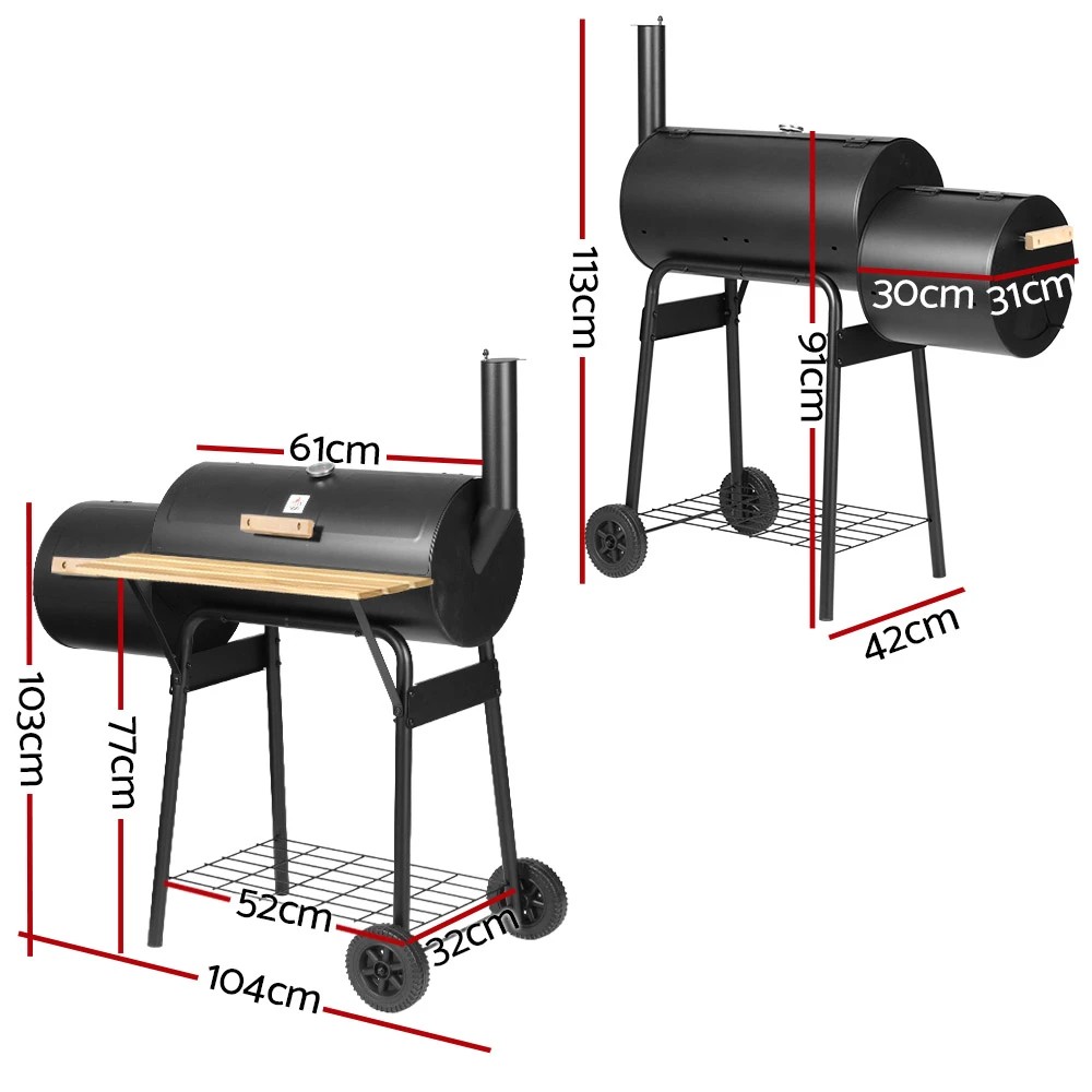 2 Grillz BBQ Grill 2-In-1 Offset Smoker - Black, 2 of 8