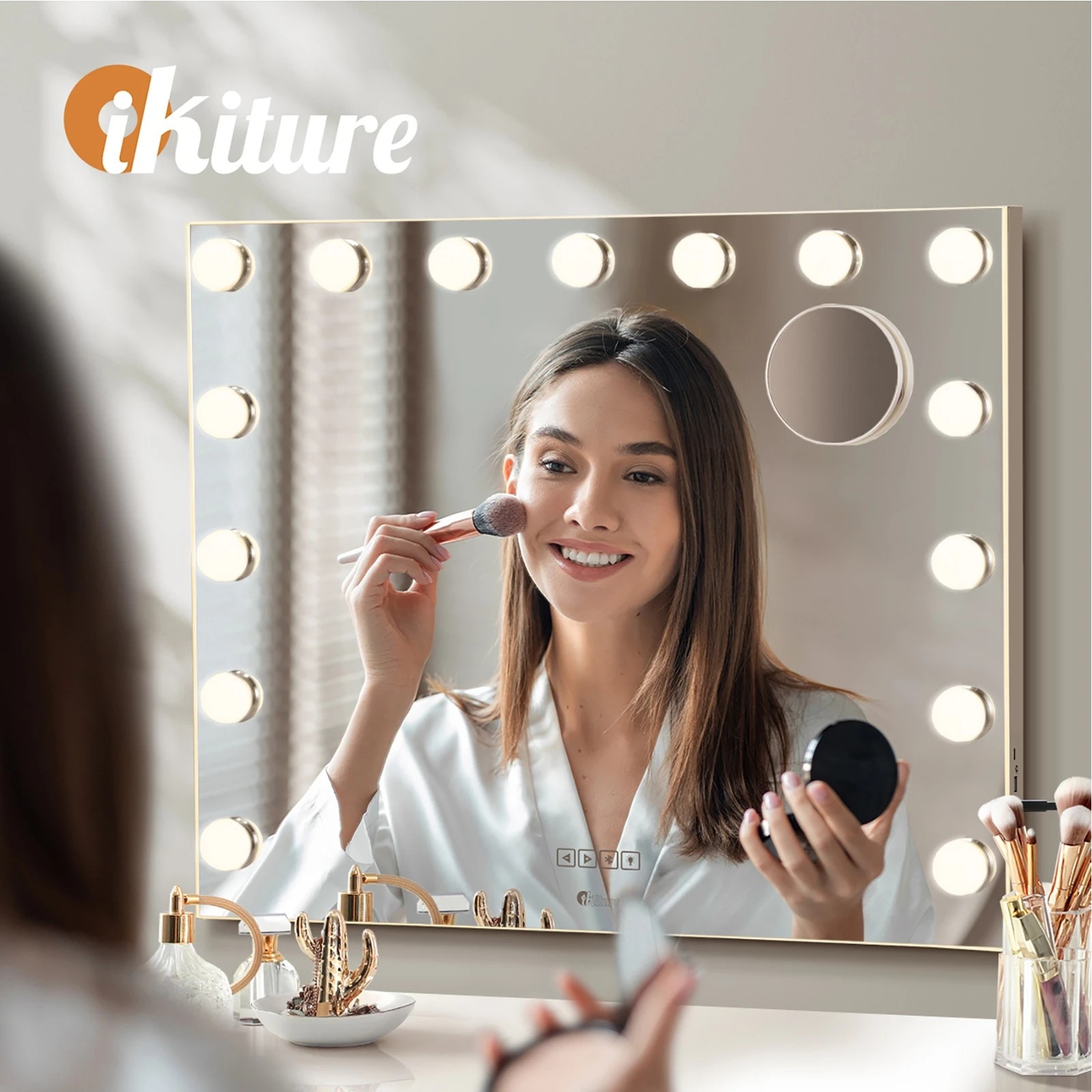 4 Oikiture Bluetooth Hollywood Makeup Mirror Led Light 60x52cm Vanity Mirrors
 - White, 4 of 7