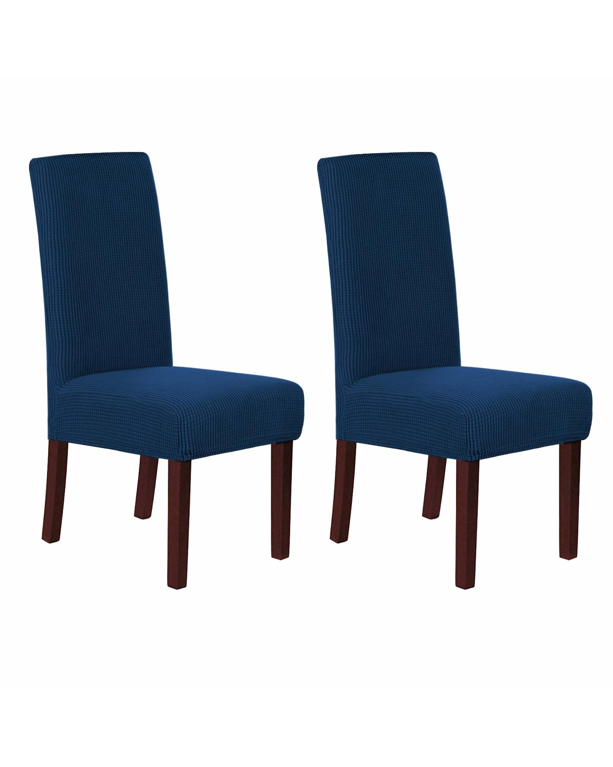 1 Smarcute Jacquard Stretch Removable Dining Chair Cover Set of 2 - Blue, 1 of 5