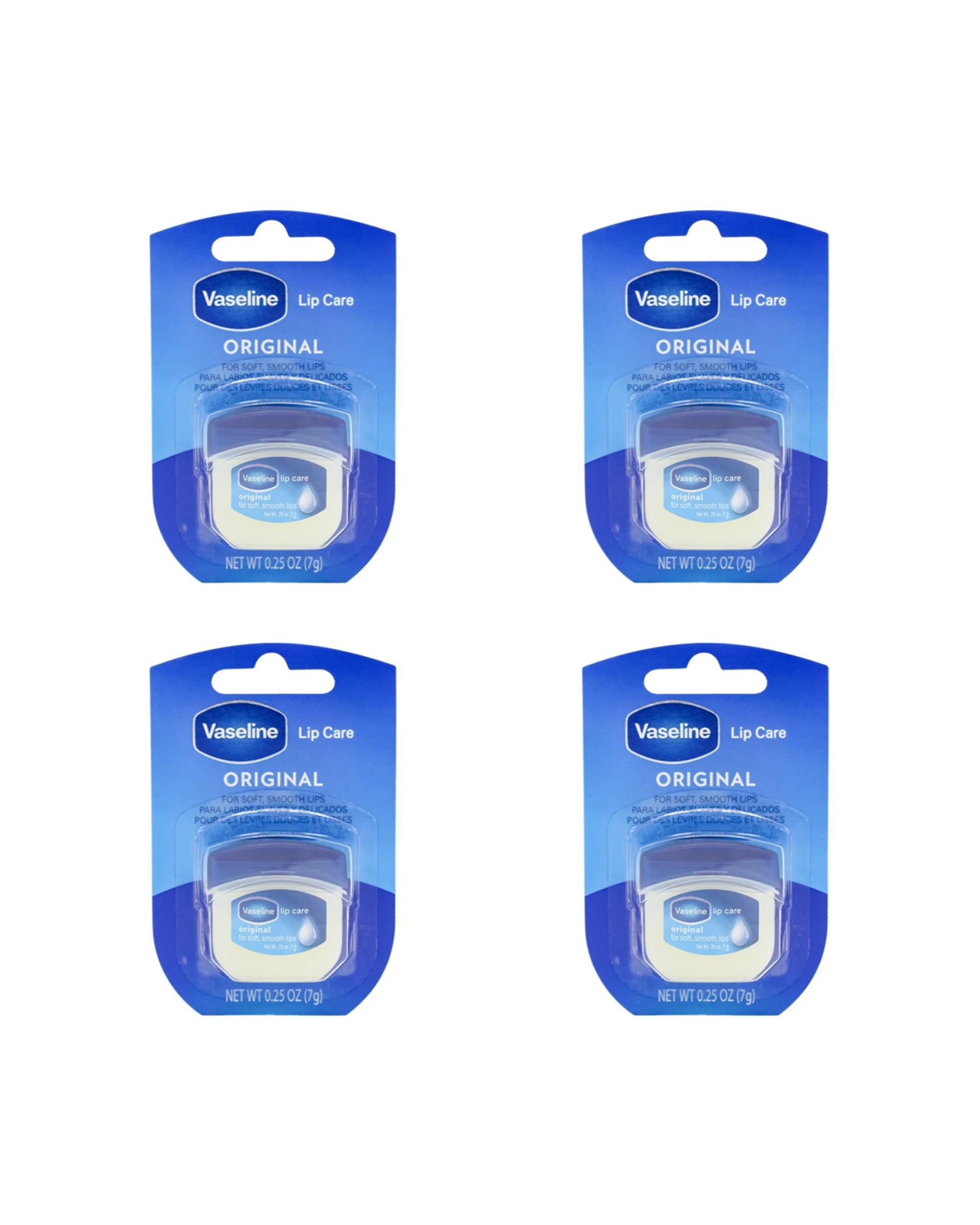1 Vaseline 4PK Lip Therapy 7g Petroleum Jelly Moisturiser Original - White, 1 of 3