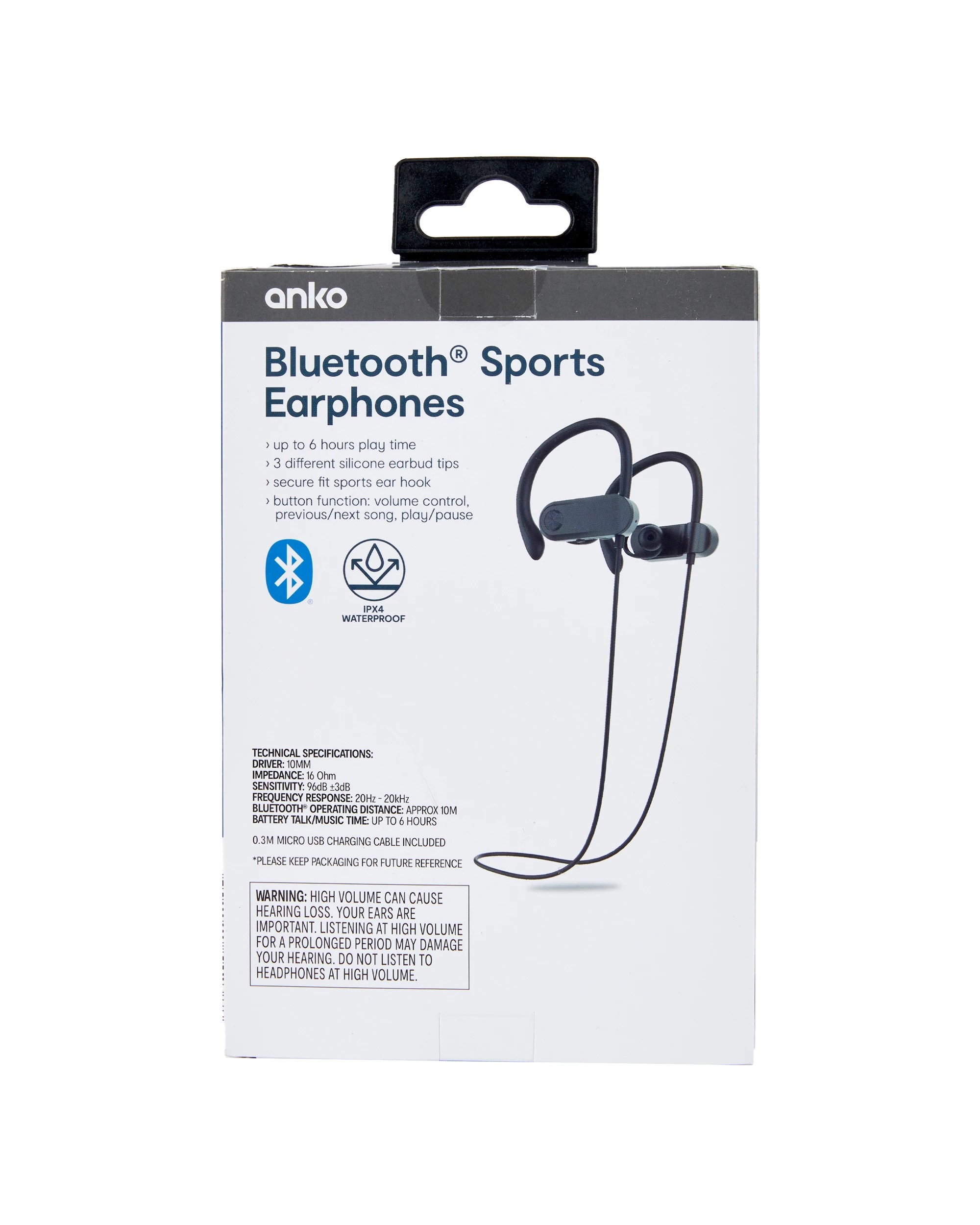 6 Bluetooth Sports Earphones - Black, 6 of 6